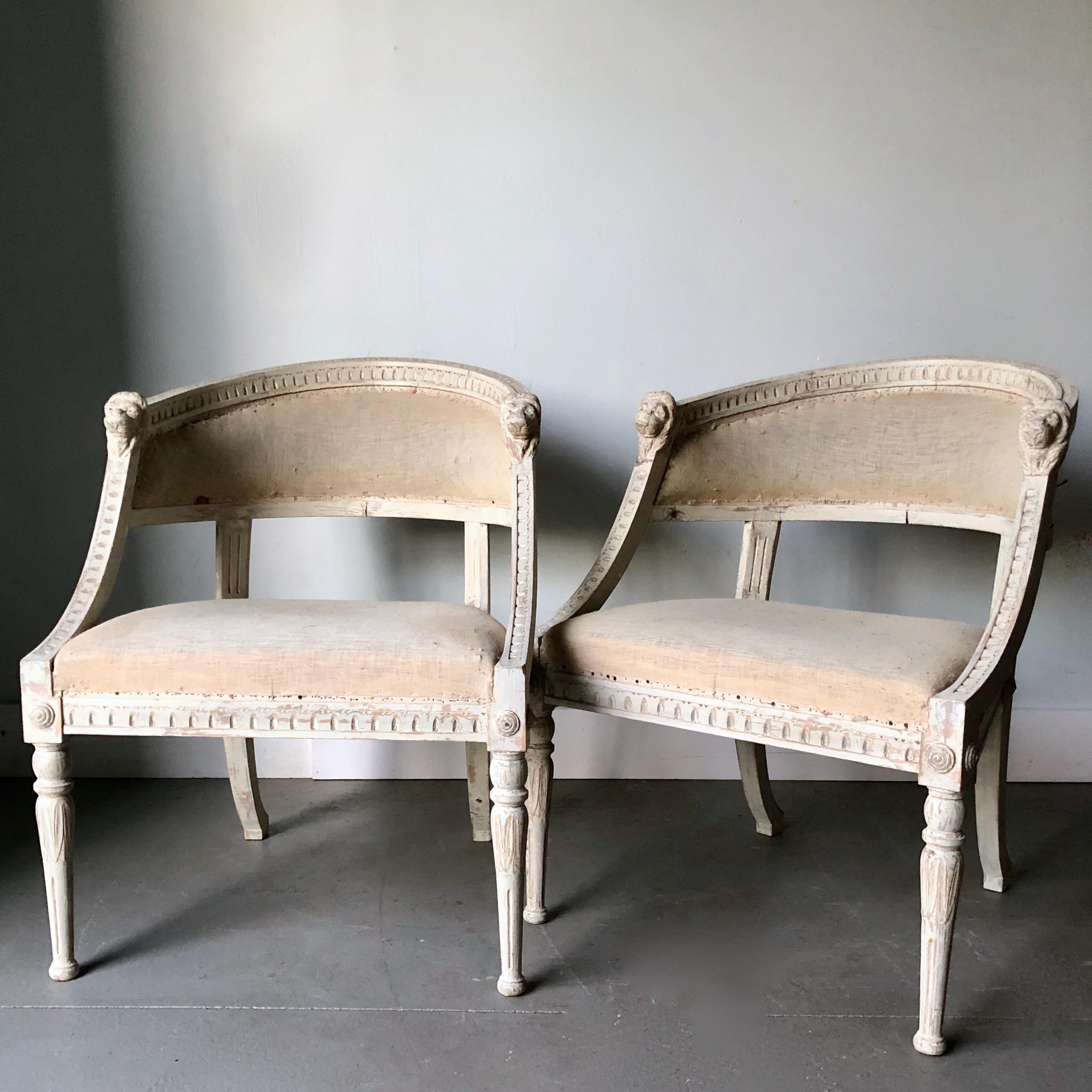 Pair of 19th Century Swedish Barrel Back Chairs In Good Condition In Charleston, SC