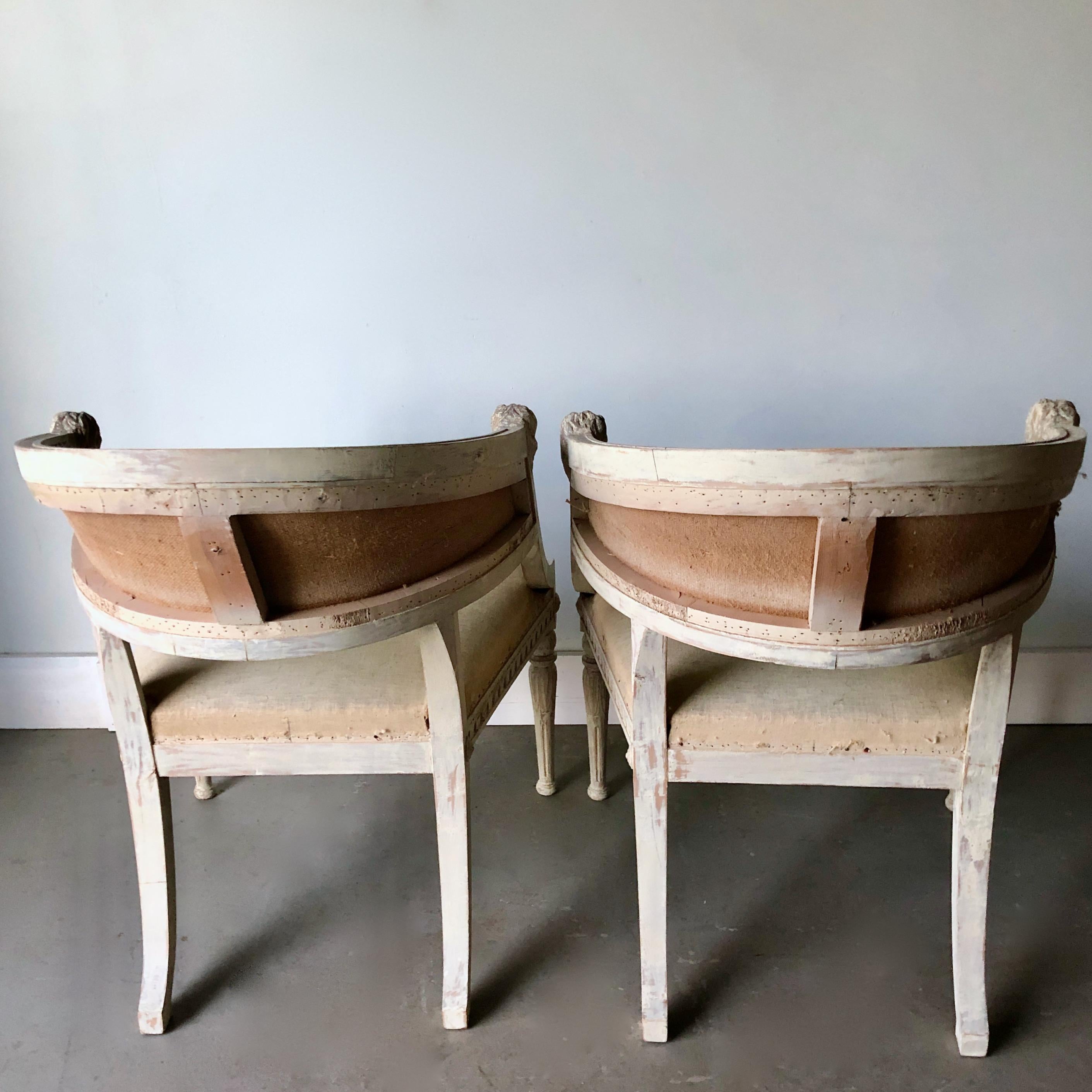 Wood Pair of 19th Century Swedish Barrel Back Chairs