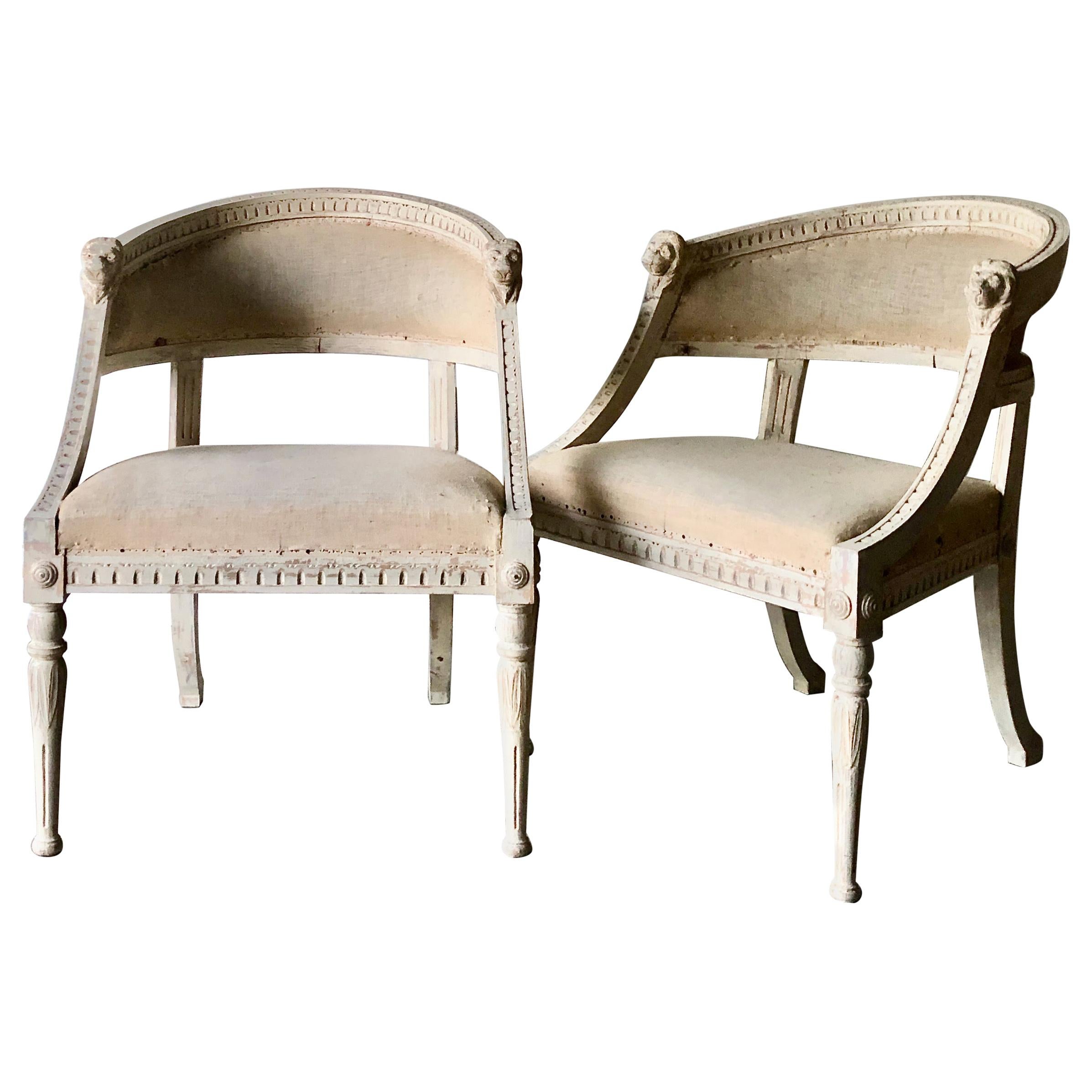 Pair of 19th Century Swedish Barrel Back Chairs