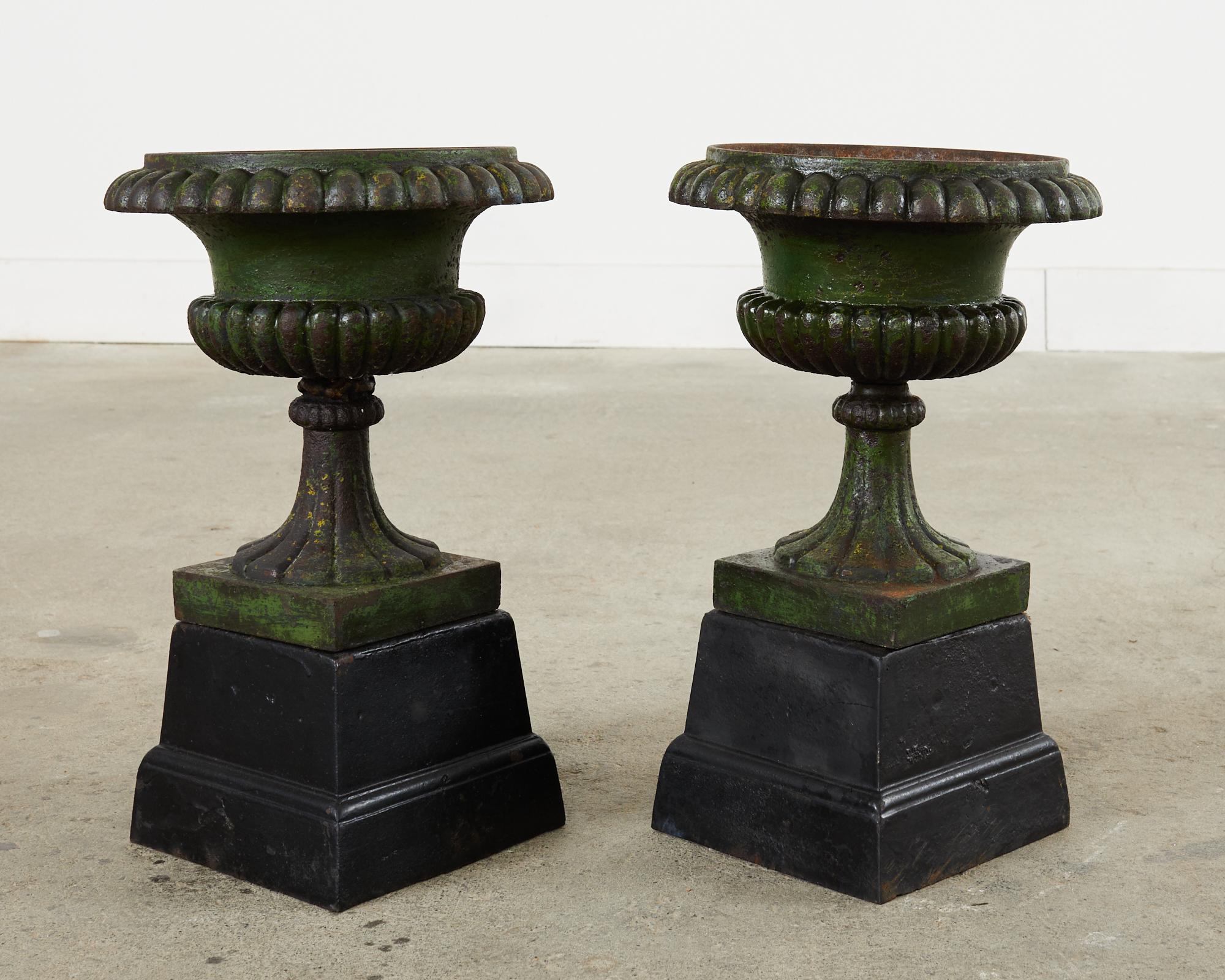Pair of 19th Century Swedish Campana Form Urns by Husqvarna In Distressed Condition In Rio Vista, CA