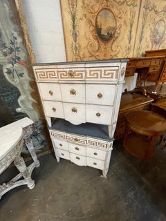 Pair of 19th Century Swedish Carved and Painted Chests with Greek Key Pattern