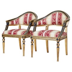 Pair of 19th Century Swedish Carved Gilt Armchairs