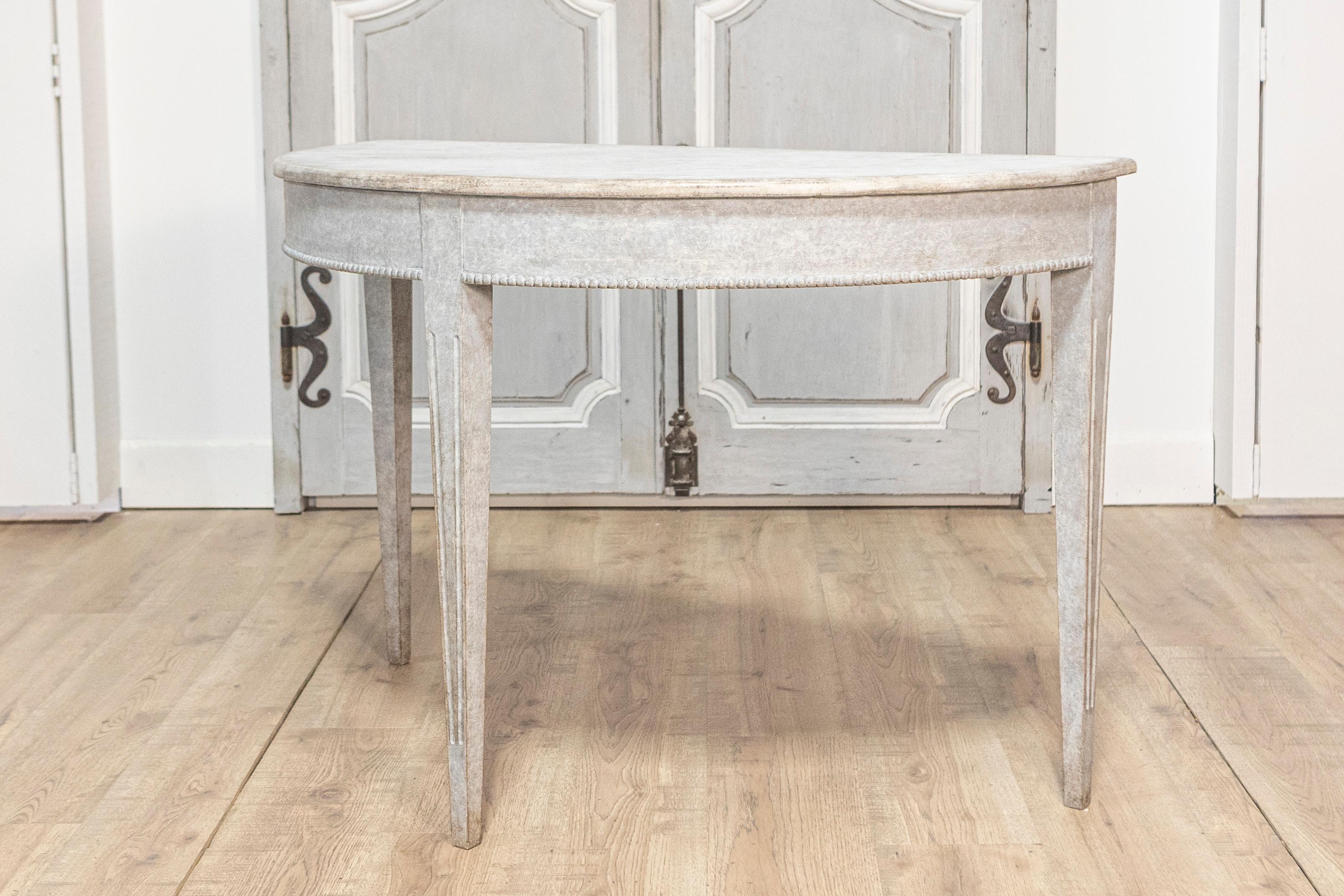 Joinery Pair of 19th Century Swedish Demi Lune Console Tables Circa 1880