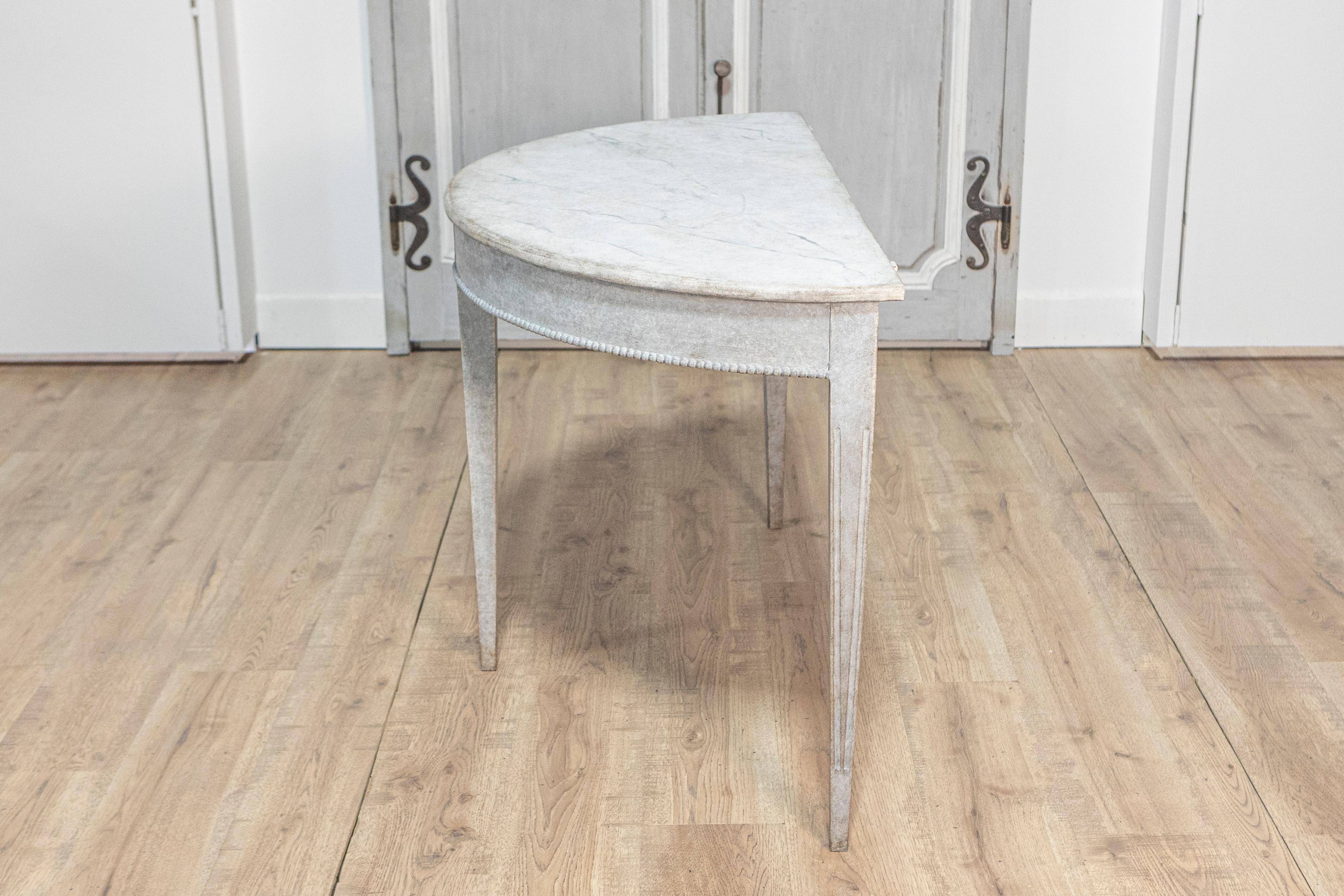 Pair of 19th Century Swedish Demi Lune Console Tables Circa 1880 In Good Condition In Atlanta, GA