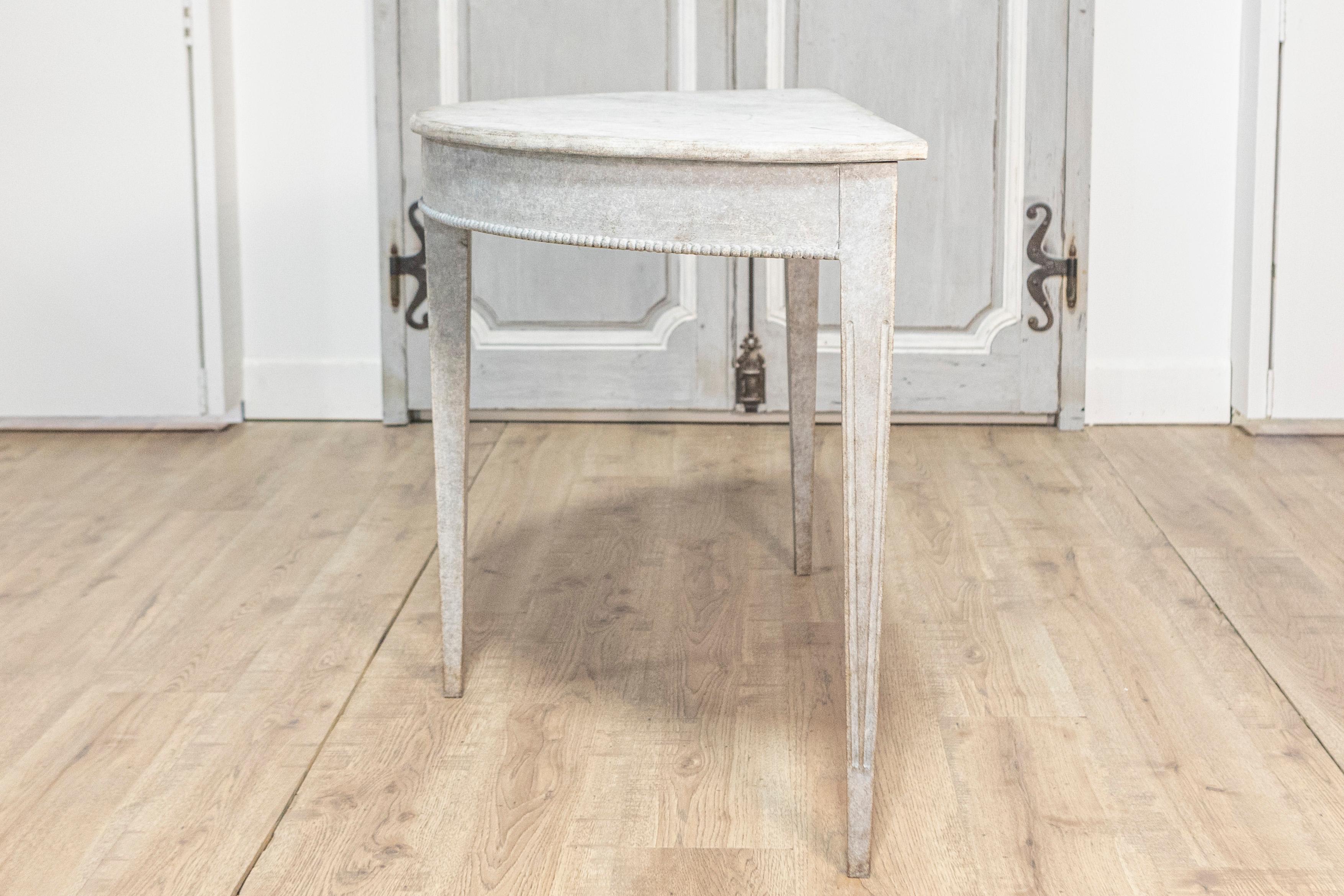 Pine Pair of 19th Century Swedish Demi Lune Console Tables Circa 1880