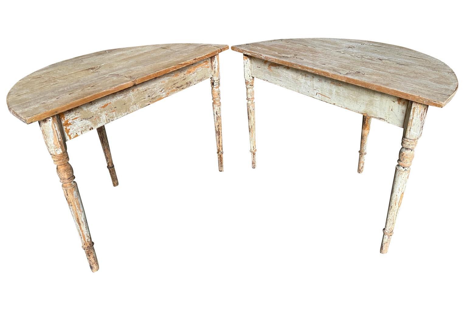 Pair Of 19th Century Swedish Demi Lune Console Tables For Sale 4