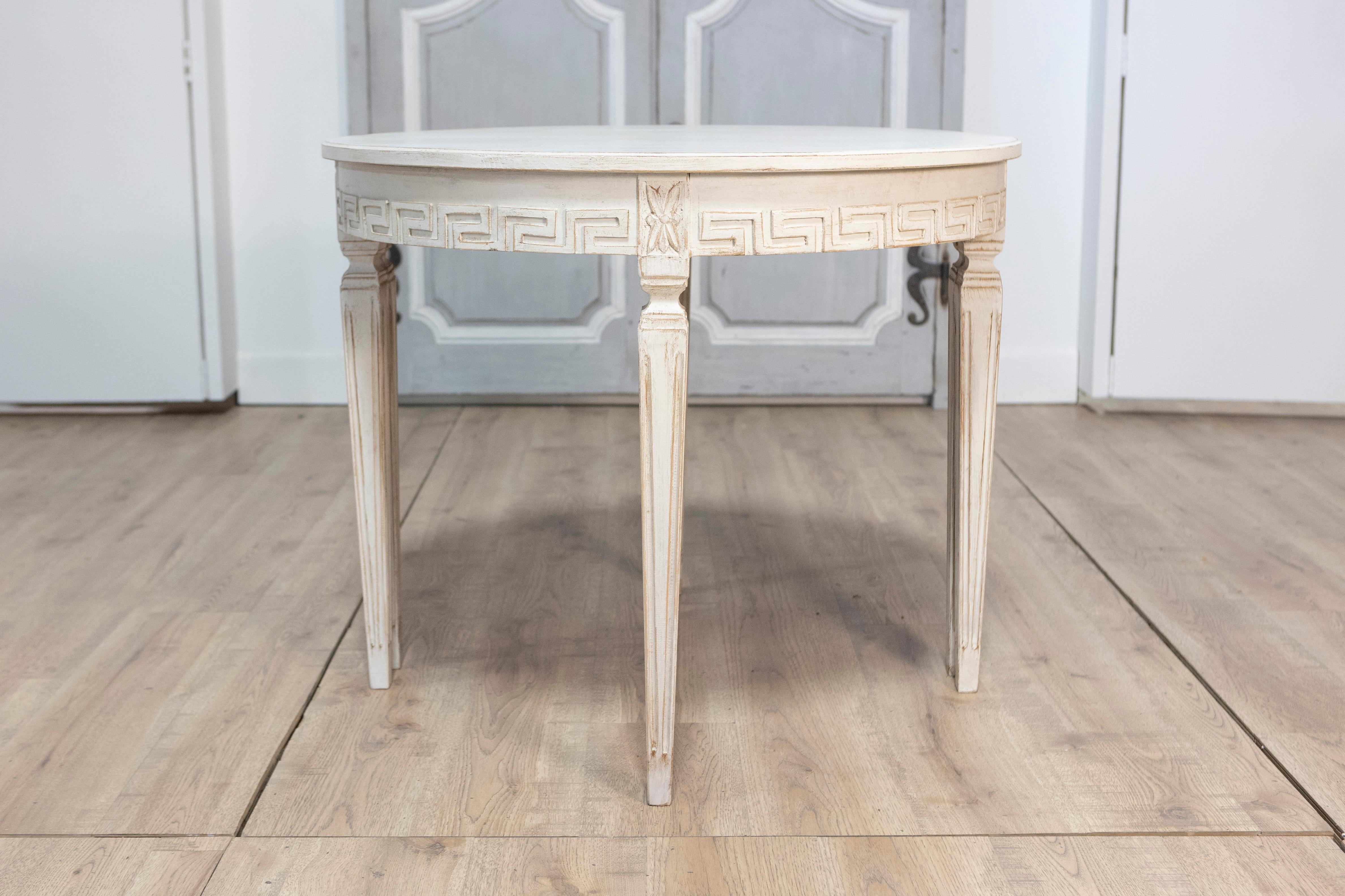 Gustavian Pair of 19th Century Swedish Demi Lune Consoles