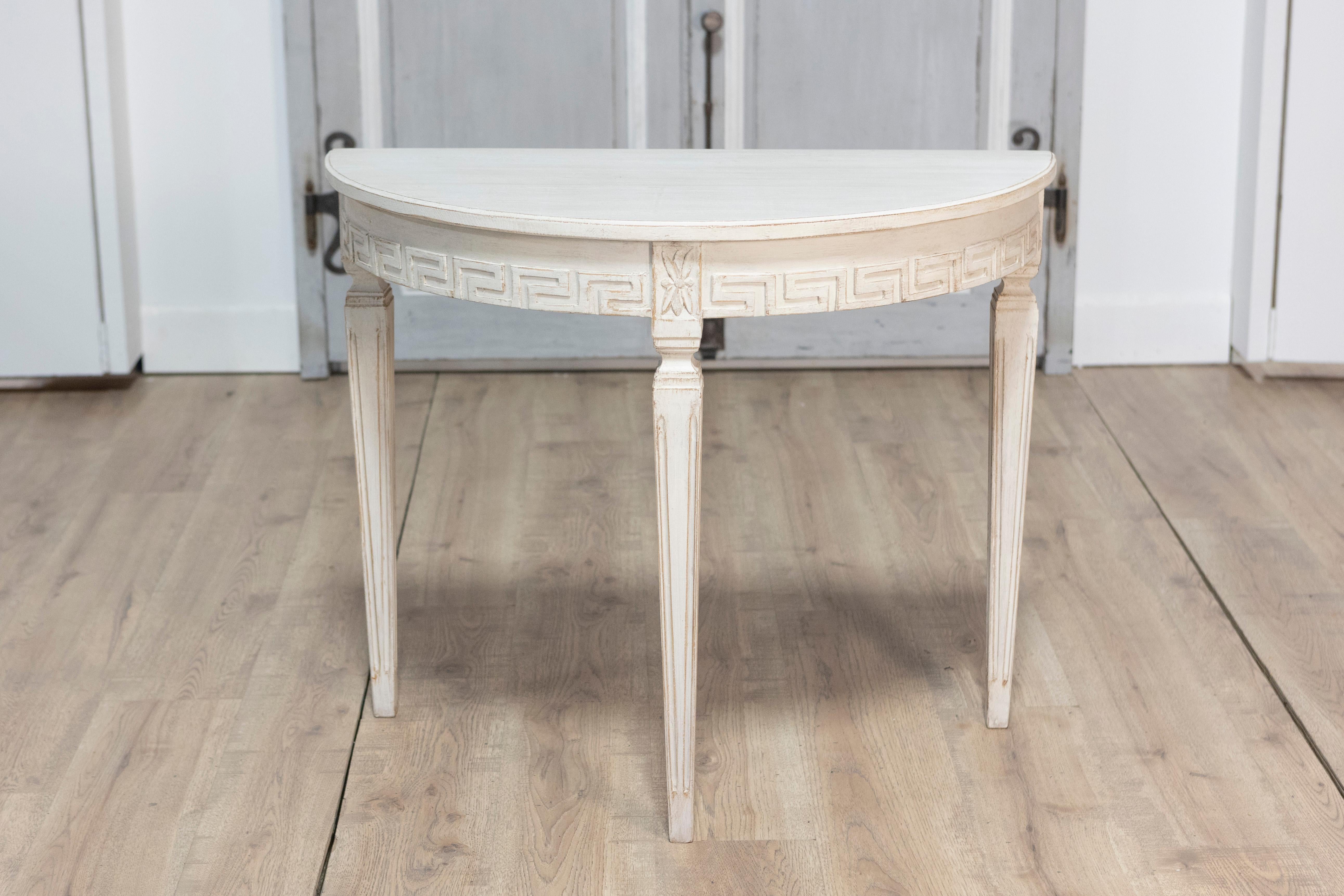 Pair of 19th Century Swedish Demi Lune Consoles 1