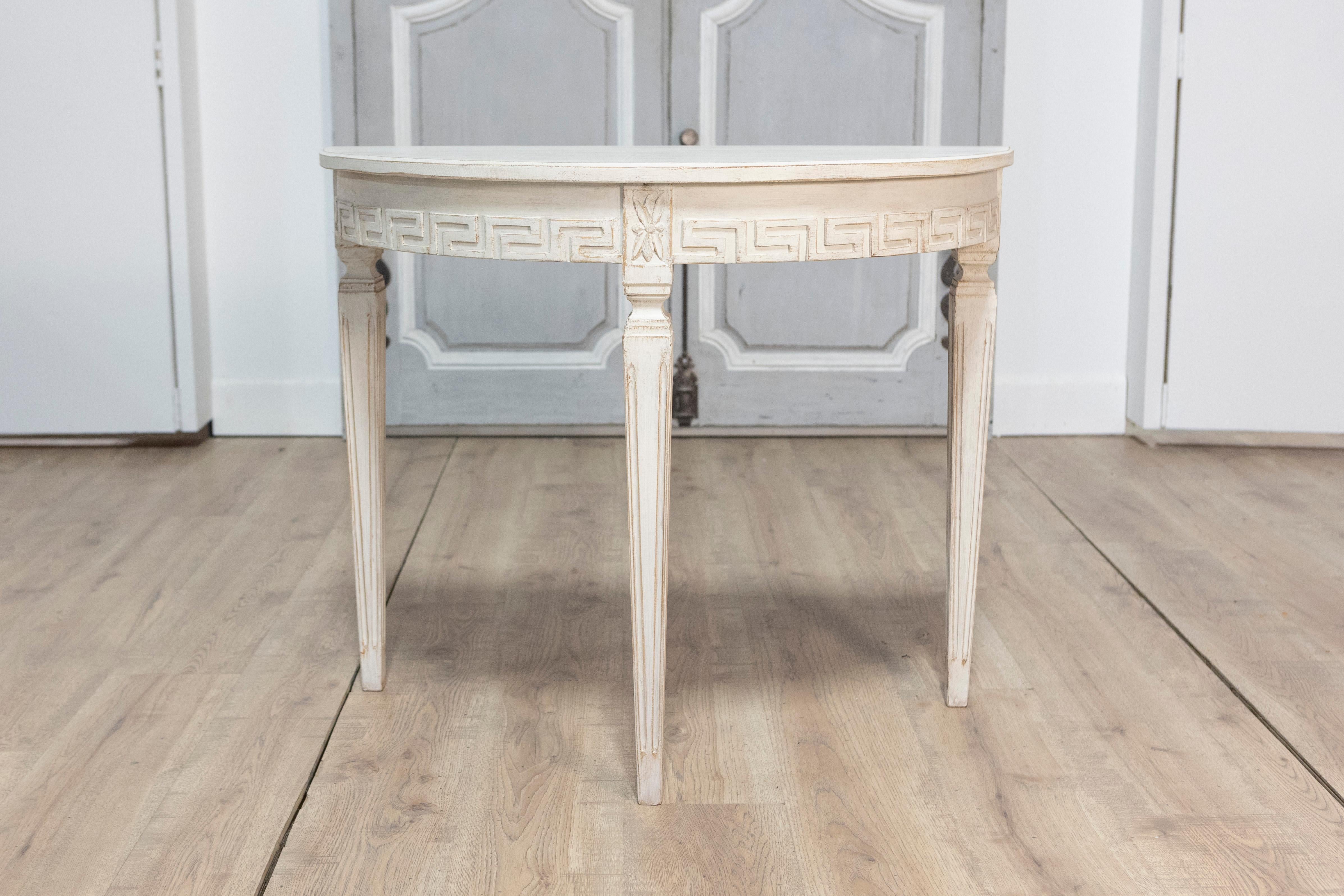 Pair of 19th Century Swedish Demi Lune Consoles 2