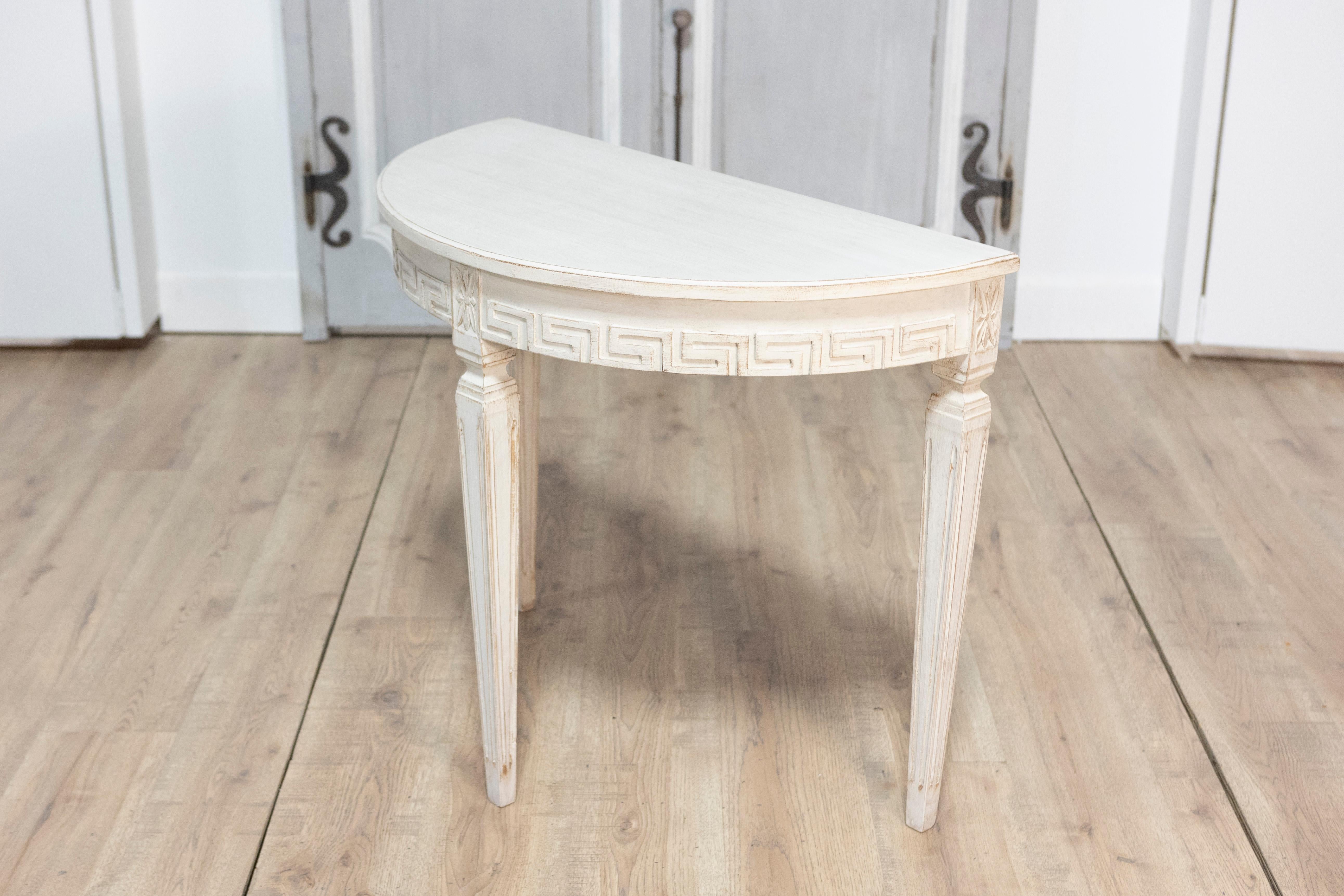 Pair of 19th Century Swedish Demi Lune Consoles 3