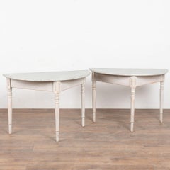 Pair of 19th Century Swedish Demi Lune Side Table Consoles