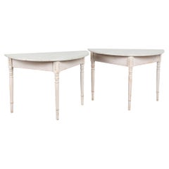 Pair of 19th Century Swedish Demi Lune Side Table Consoles