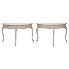 Pair of 19th Century Swedish Demi-Lune Tables Pair of 19th Century Swedish Demi-Lune Tables