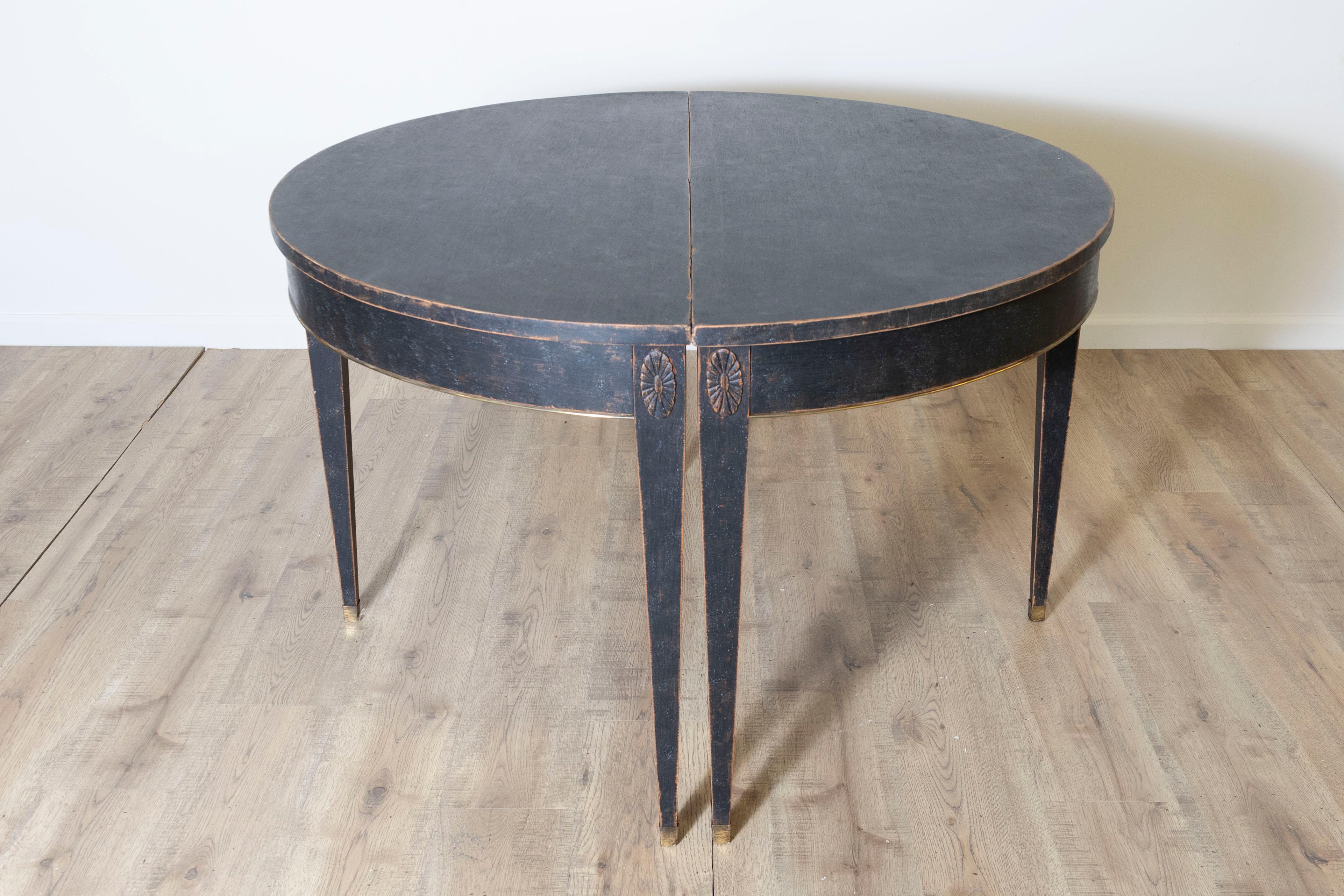 Pair of 19th Century Swedish Demi Lunes Circa 1800 In Good Condition For Sale In Atlanta, GA