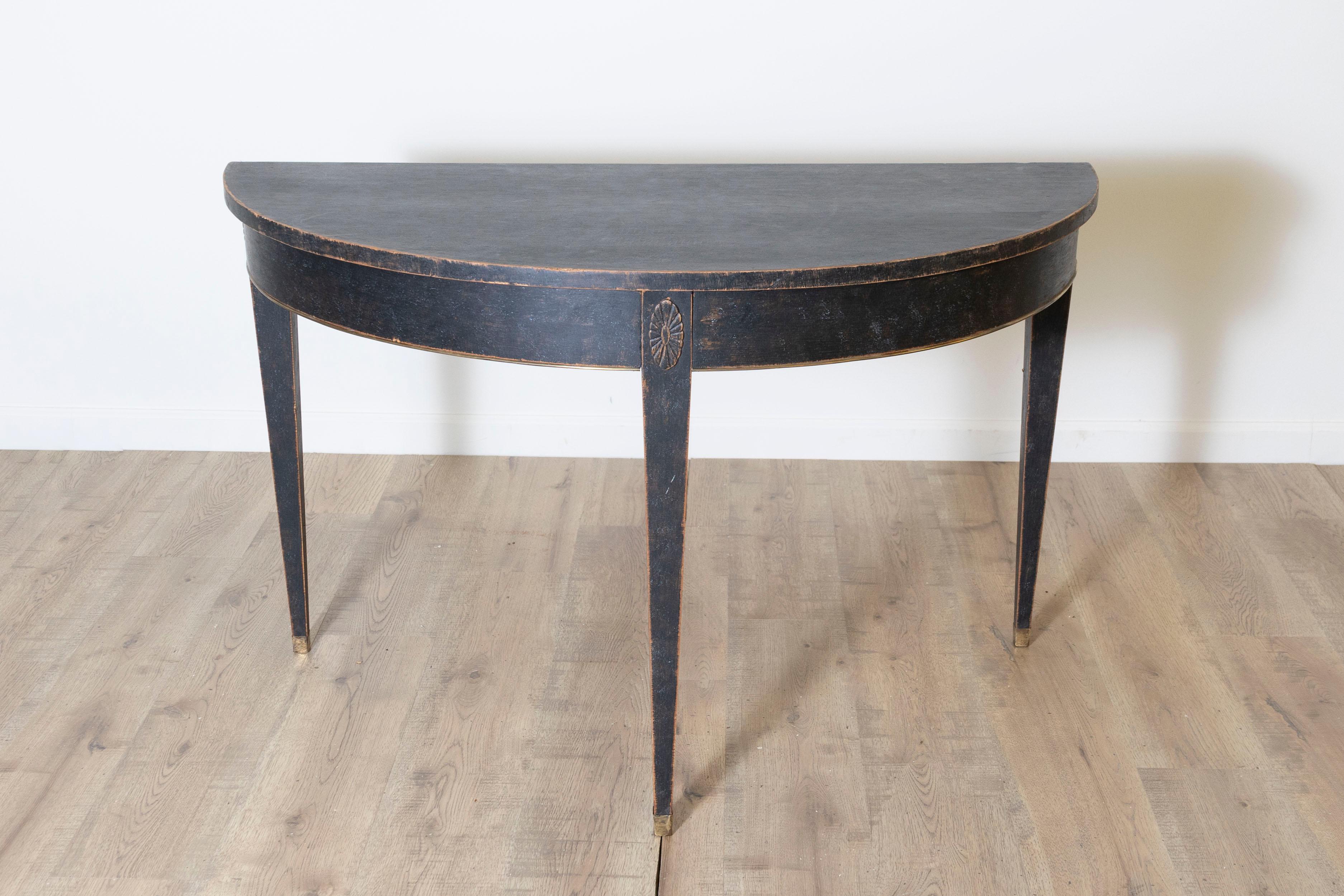 Pair of 19th Century Swedish Demi Lunes Circa 1800 For Sale 1