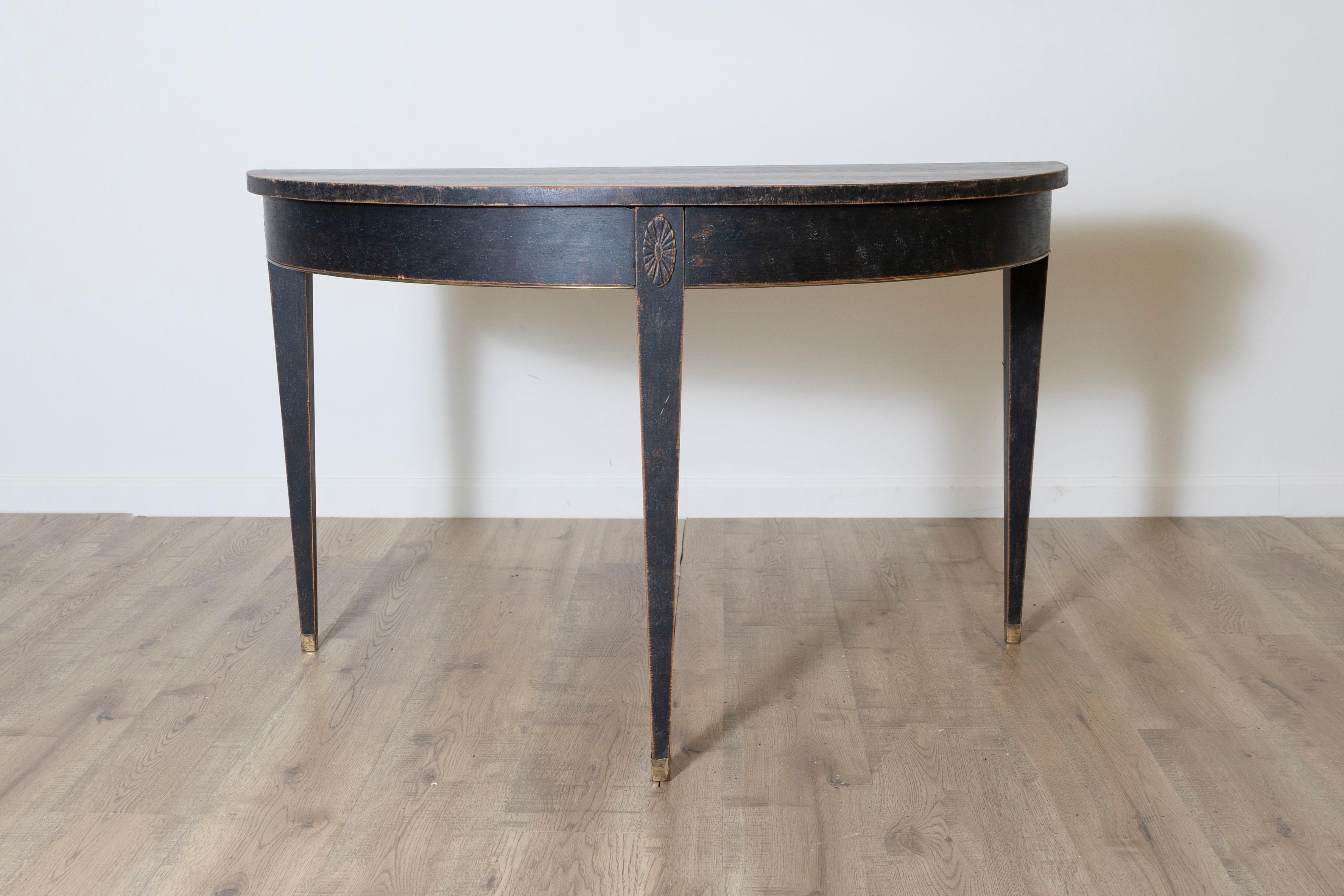 Pair of 19th Century Swedish Demi Lunes Circa 1800 For Sale 2