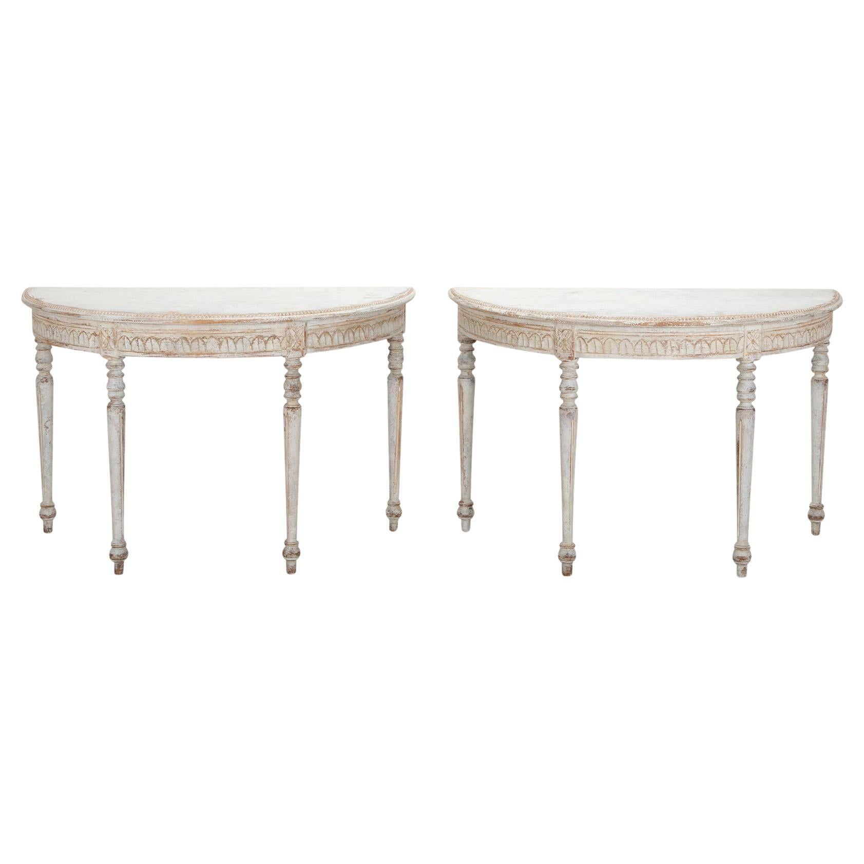 Pair of 19th Century Swedish Demi Lunes