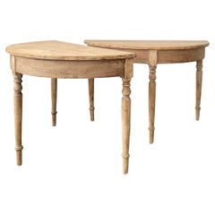 Coppia di Tavoli Demilune /Console svedesi del XIX secolo/ Il prezzo si intende per la COPPIA