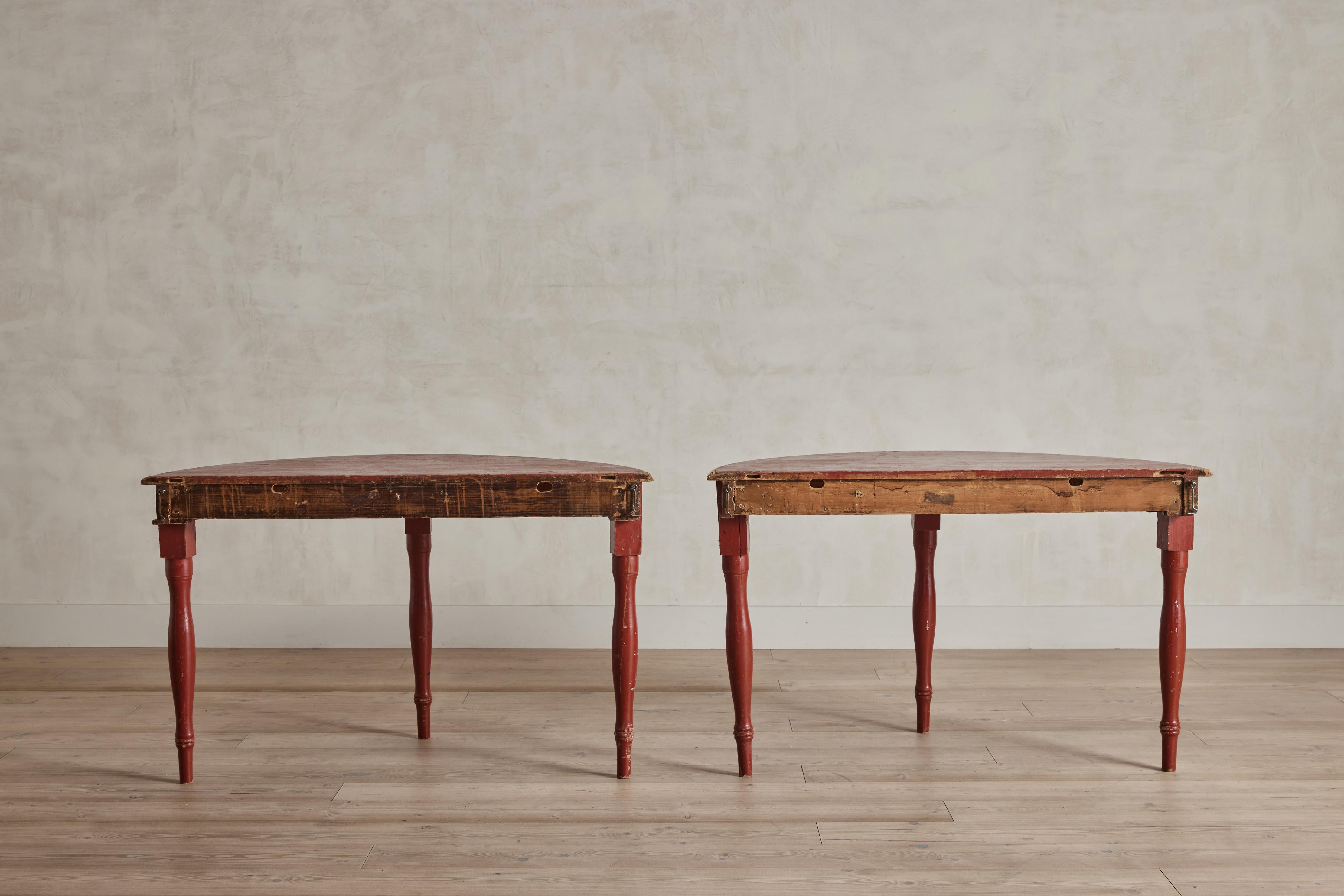Pair of 19th Century Swedish Demilune Tables In Good Condition In Los Angeles, CA