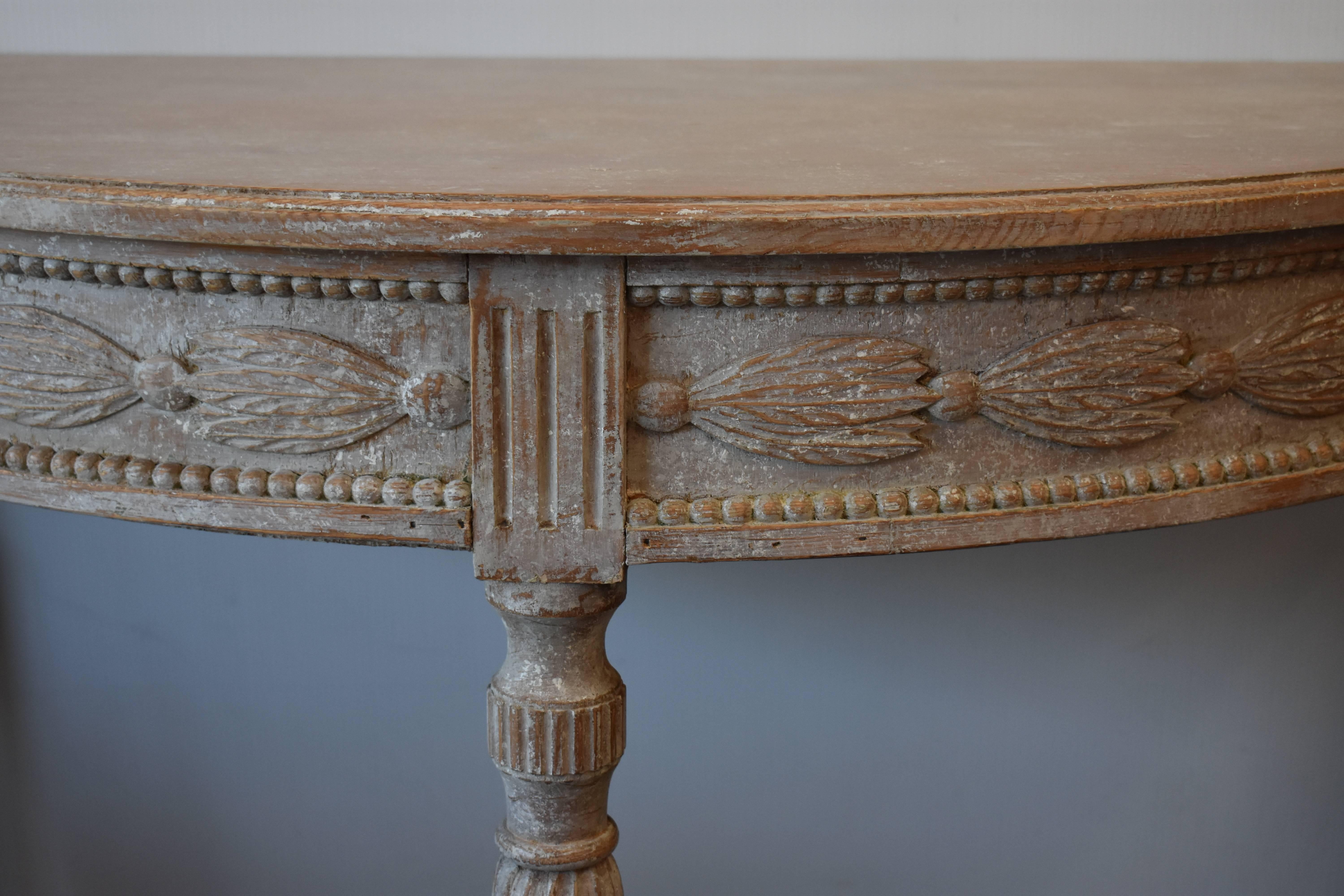 Gustavian Pair of 19th Century Swedish Demilune Tables