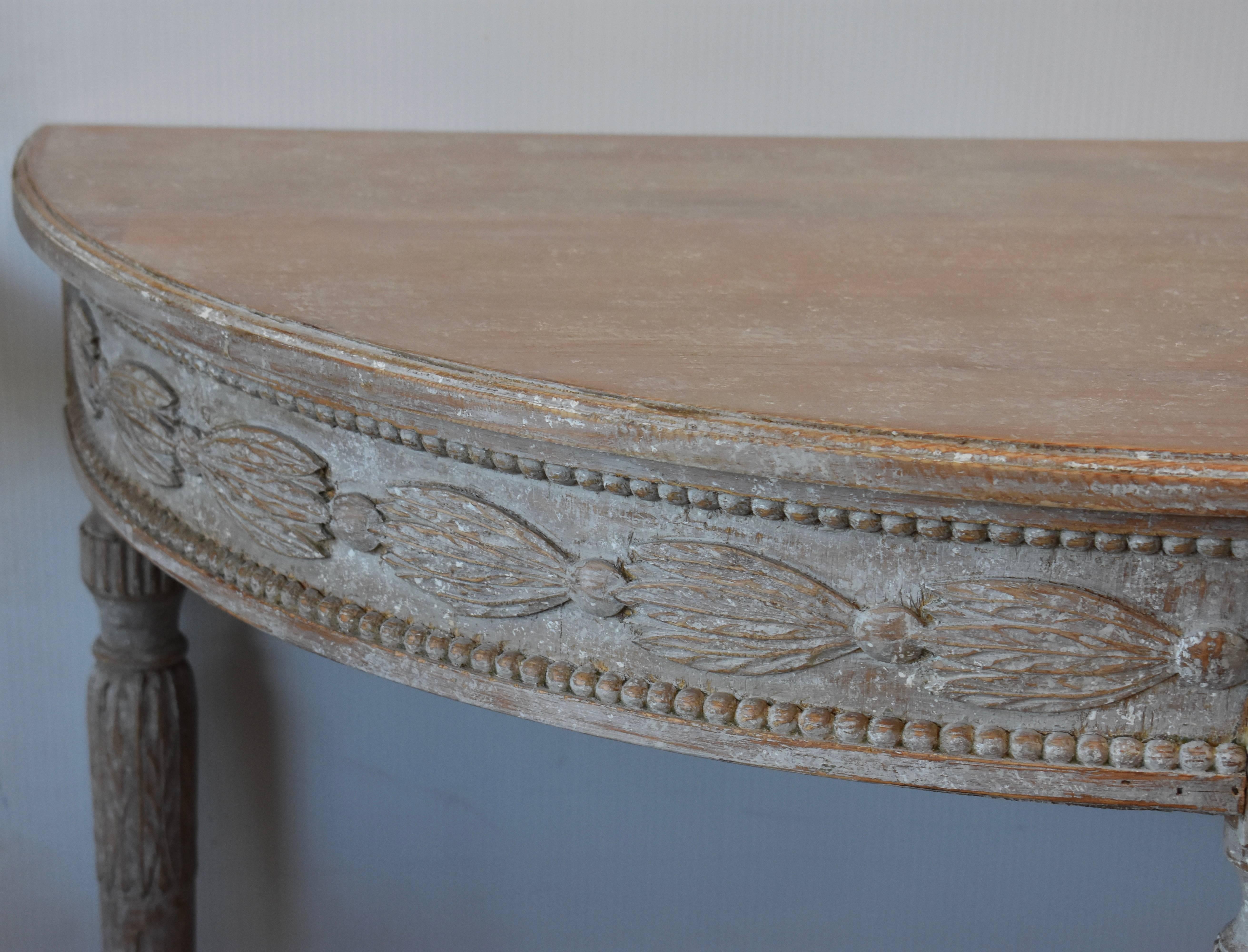 Pair of 19th Century Swedish Demilune Tables In Good Condition In Encinitas, CA