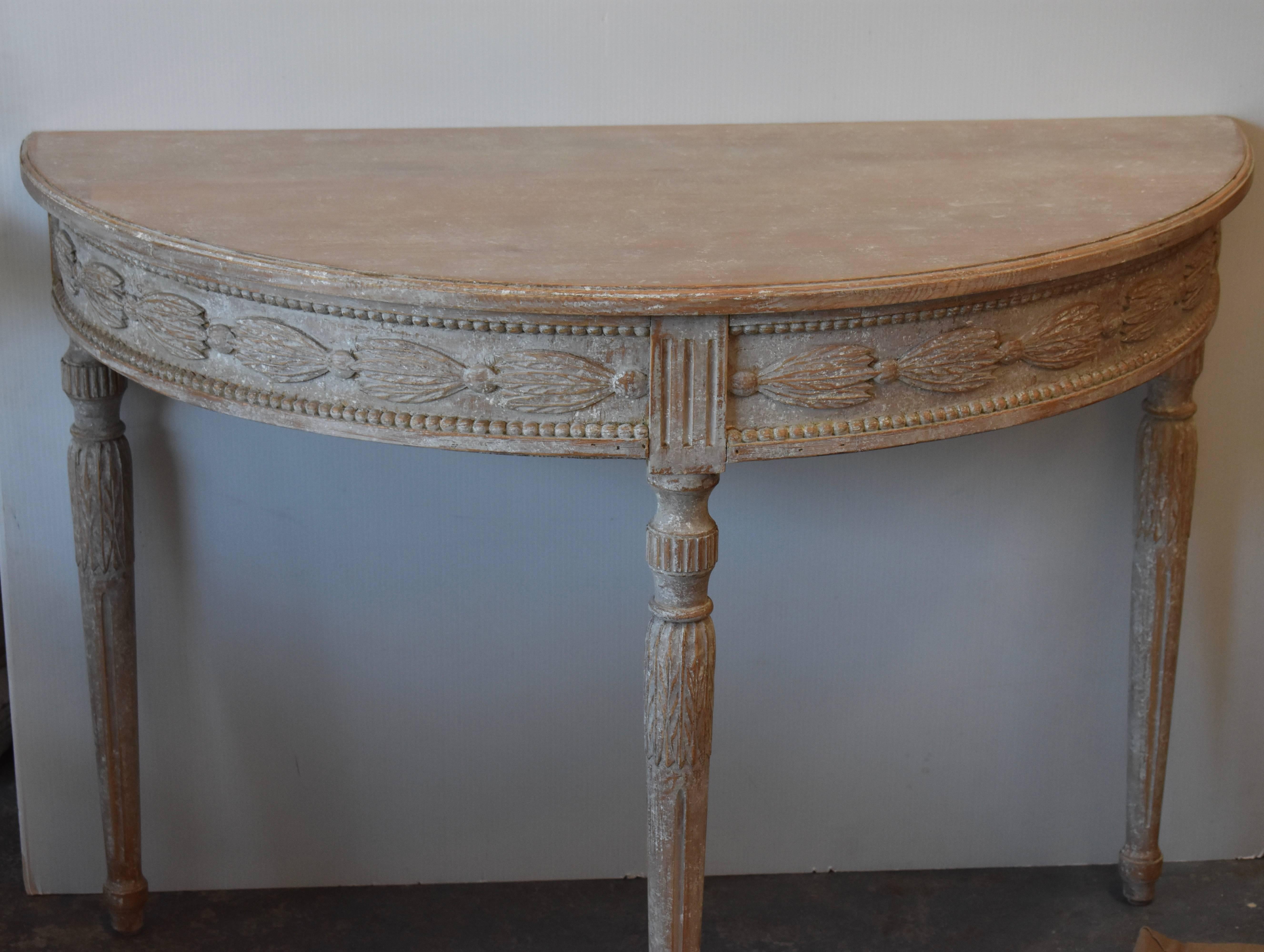 Pair of 19th Century Swedish Demilune Tables 5
