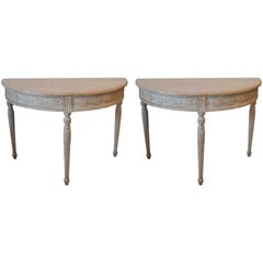 Pair of 19th Century Swedish Demilune Tables