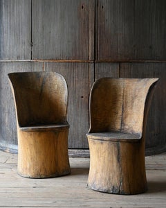 Pair of 19th Century Swedish Folk Art Log Chairs