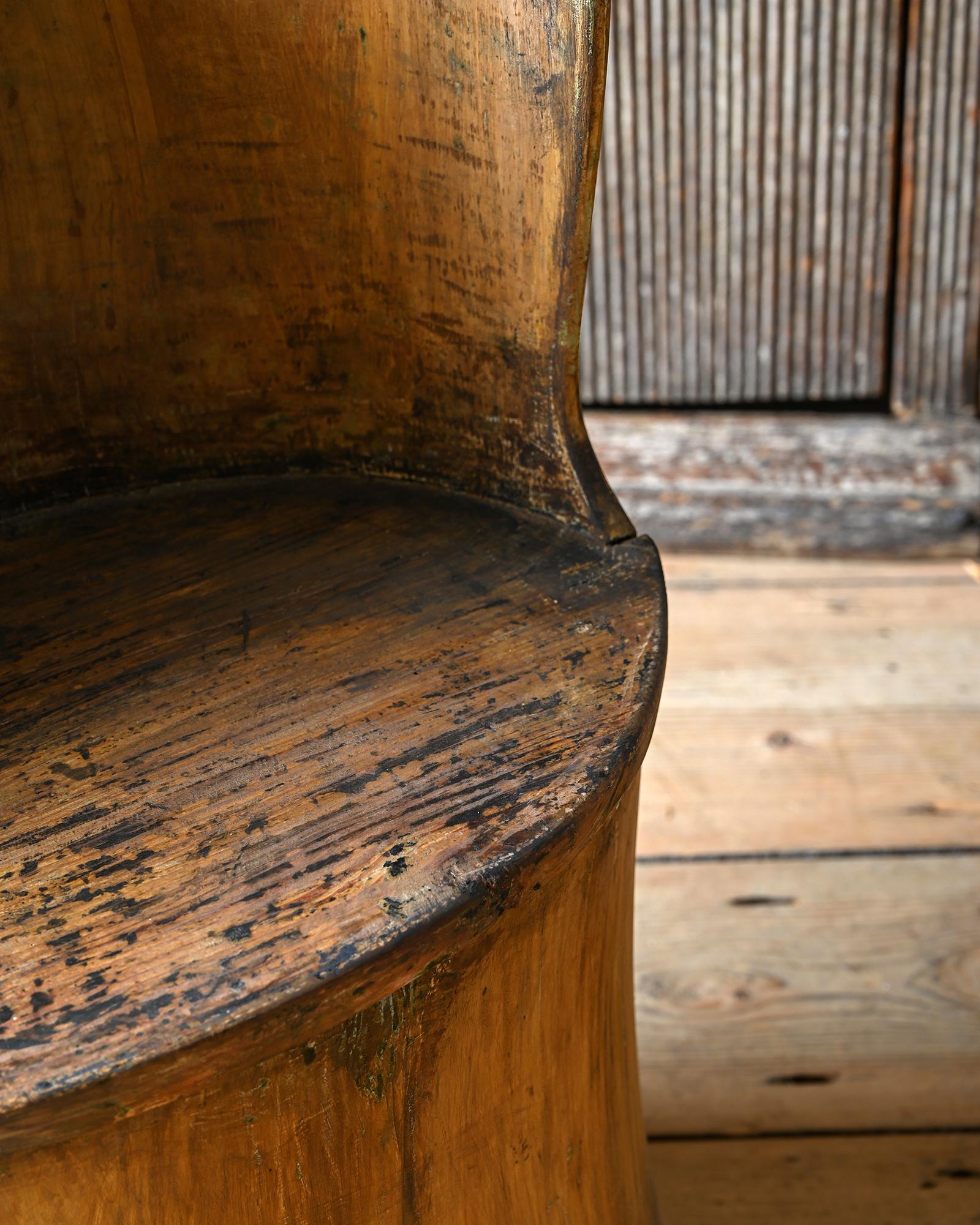 Pine Pair of 19th Century Swedish Folk Art Log Chairs