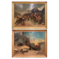 Pair of 19th Century Swedish Framed Pastoral Paintings Signed B. Nordenberg