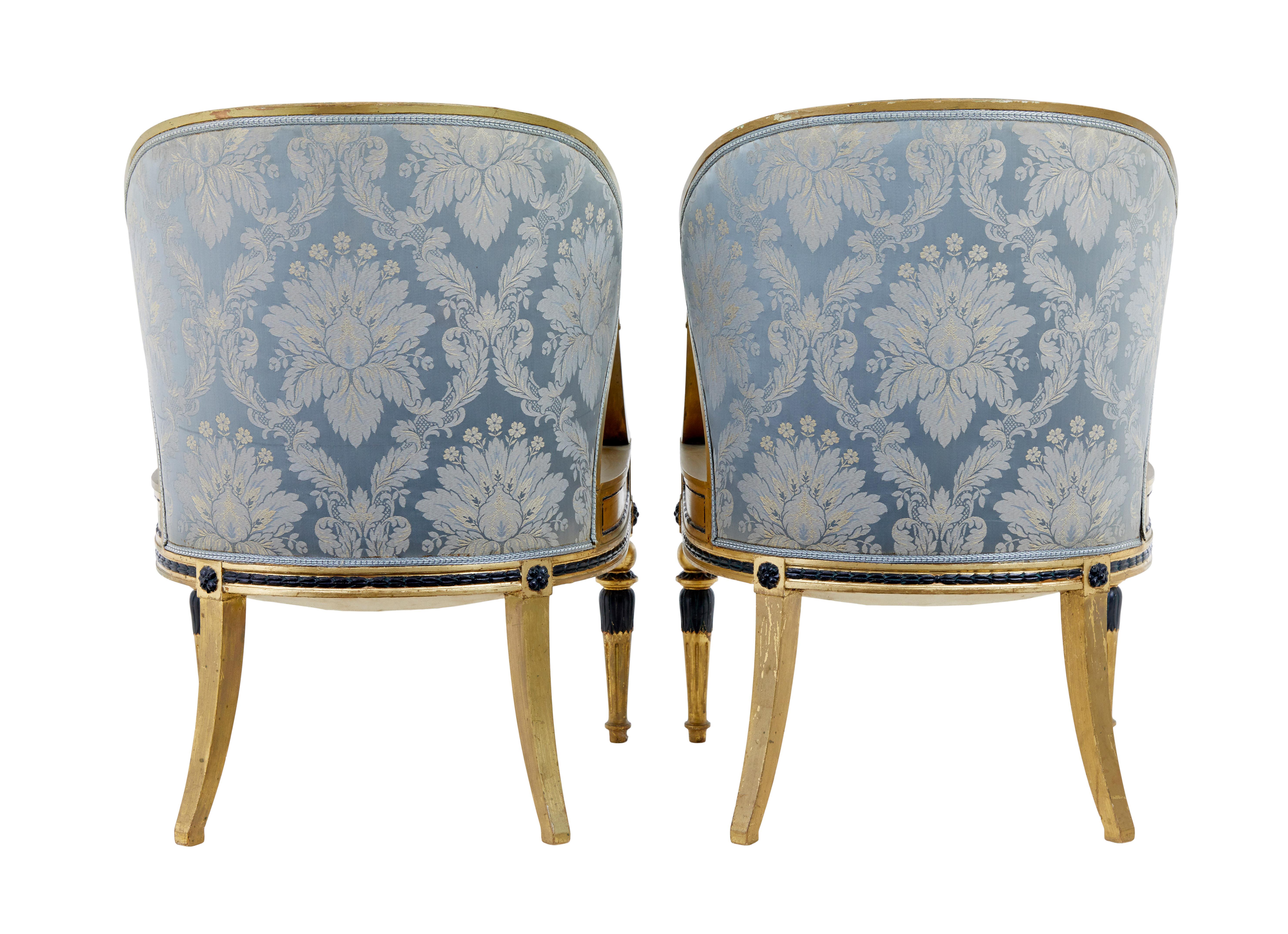 Paar schwedische Gothenburg-Sessel des 19. Jahrhunderts, vergoldet (Schwedisch) im Angebot