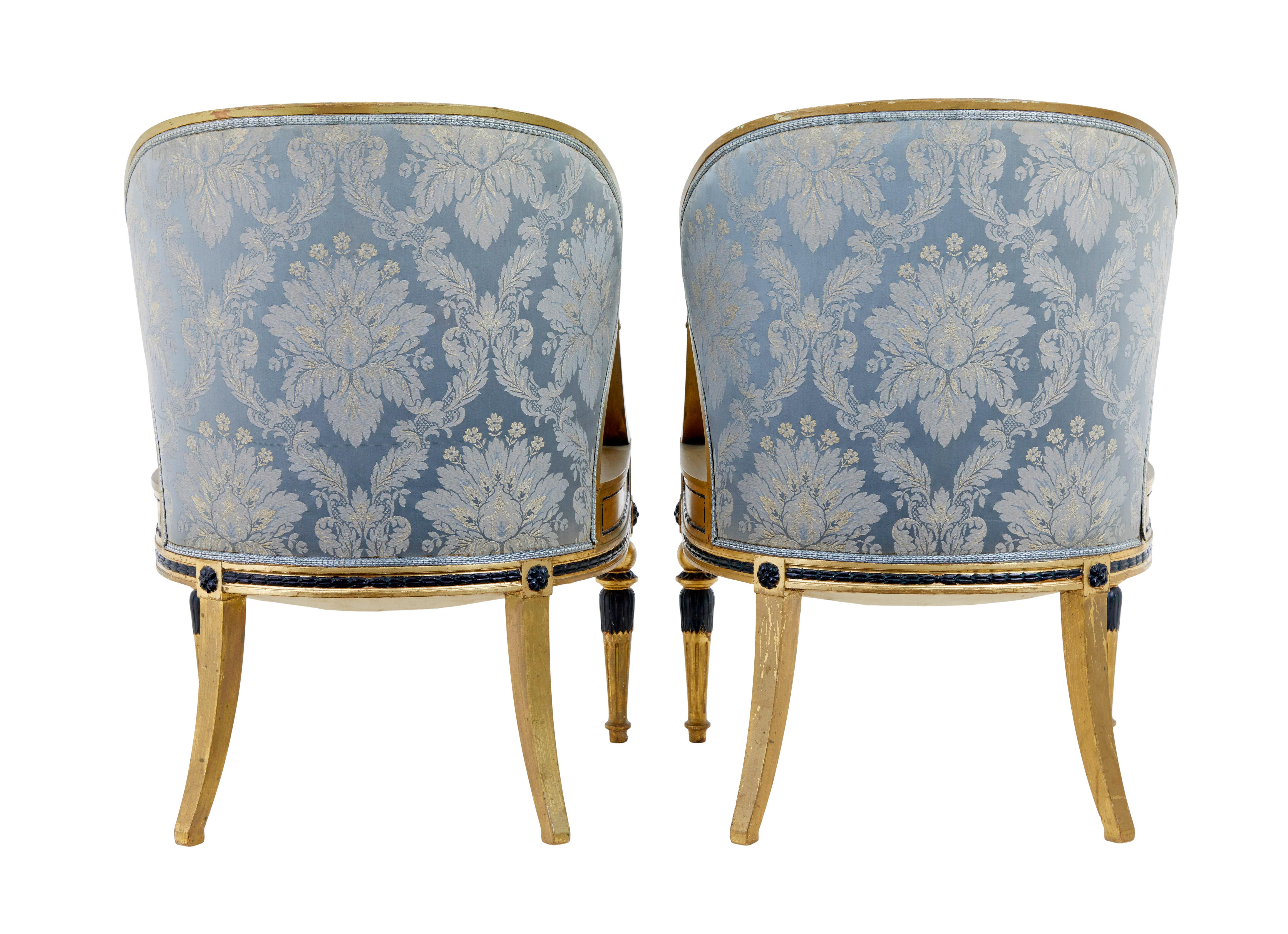 Suédois Paire de fauteuils suédois de Göteborg dorés du 19e siècle en vente