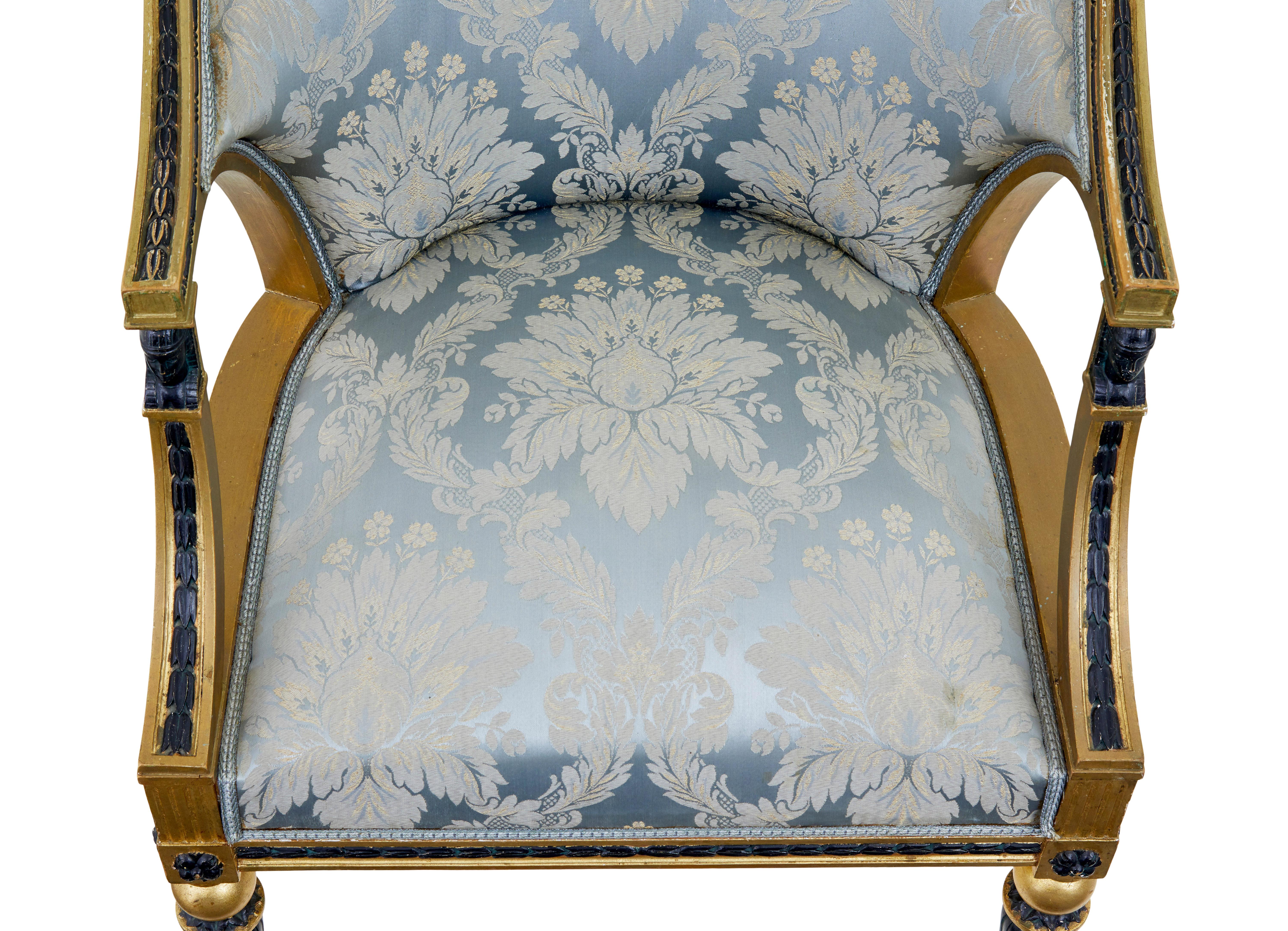 19th Century Pair of 19th century Swedish Gothenburg gilt armchairs For Sale
