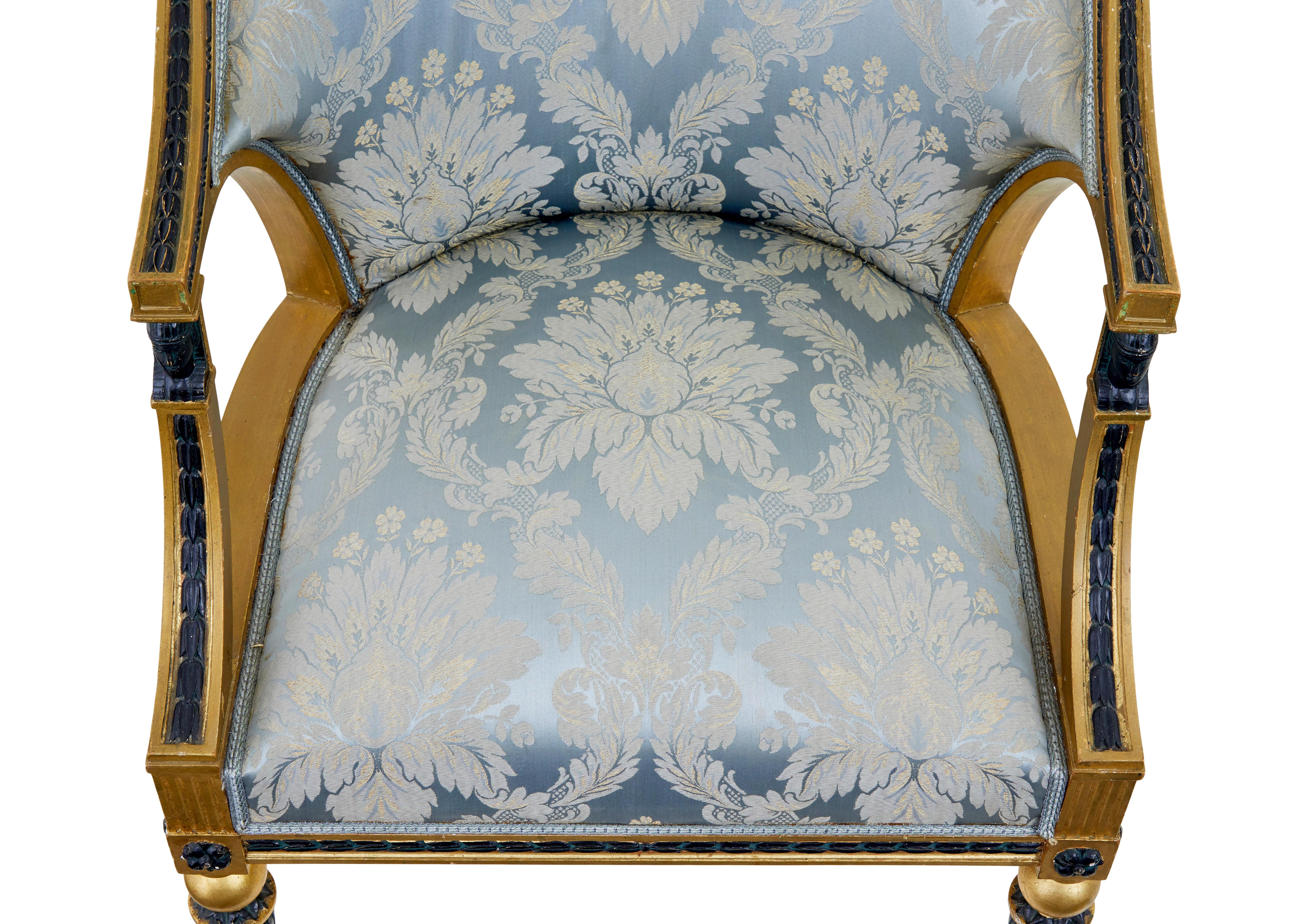 XIXe siècle Paire de fauteuils suédois de Göteborg dorés du 19e siècle en vente