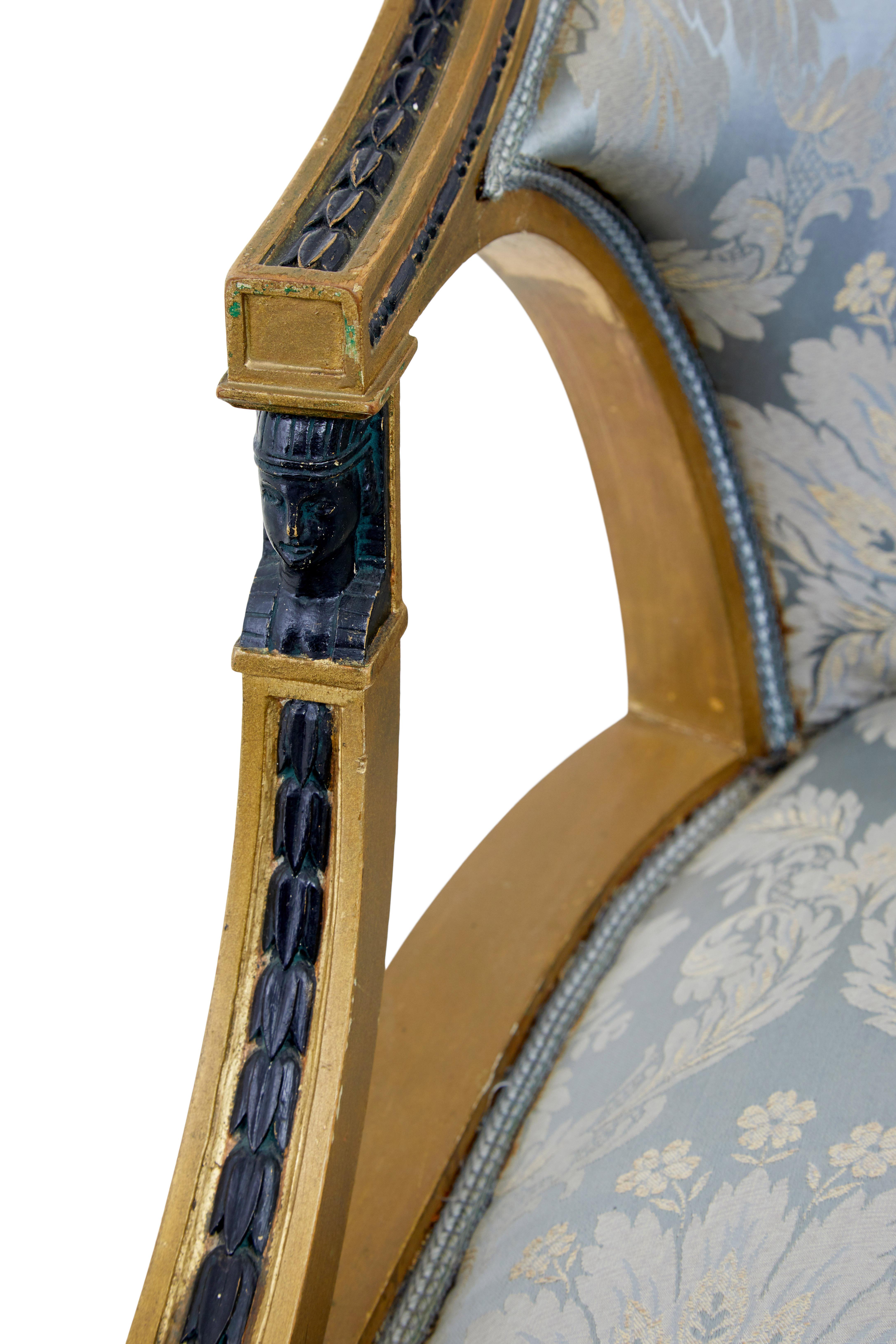 Pair of 19th century Swedish Gothenburg gilt armchairs For Sale 2