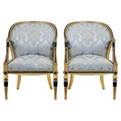 Antique Pair of 19th century Swedish Gothenburg gilt armchairs