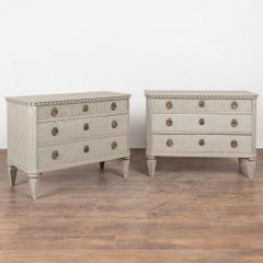 Pair of 19th Century Swedish Gray Painted Chests of Drawers