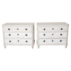 Coppia di commodes a chiave greca svedesi del XIX secolo CIRCA 1880