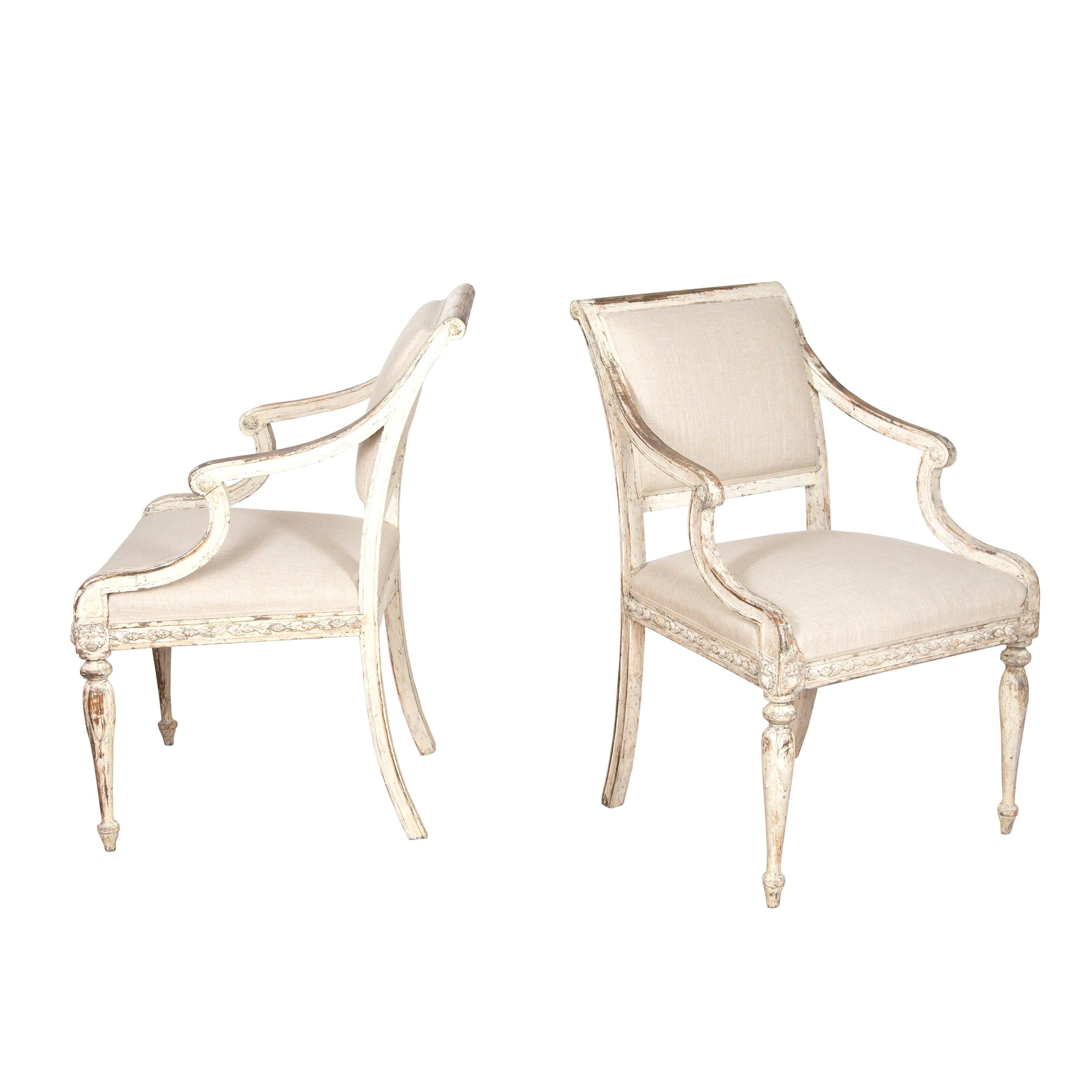 Pair of 19th Century Swedish Gustavian Armchairs In Good Condition In Tetbury, Gloucestershire