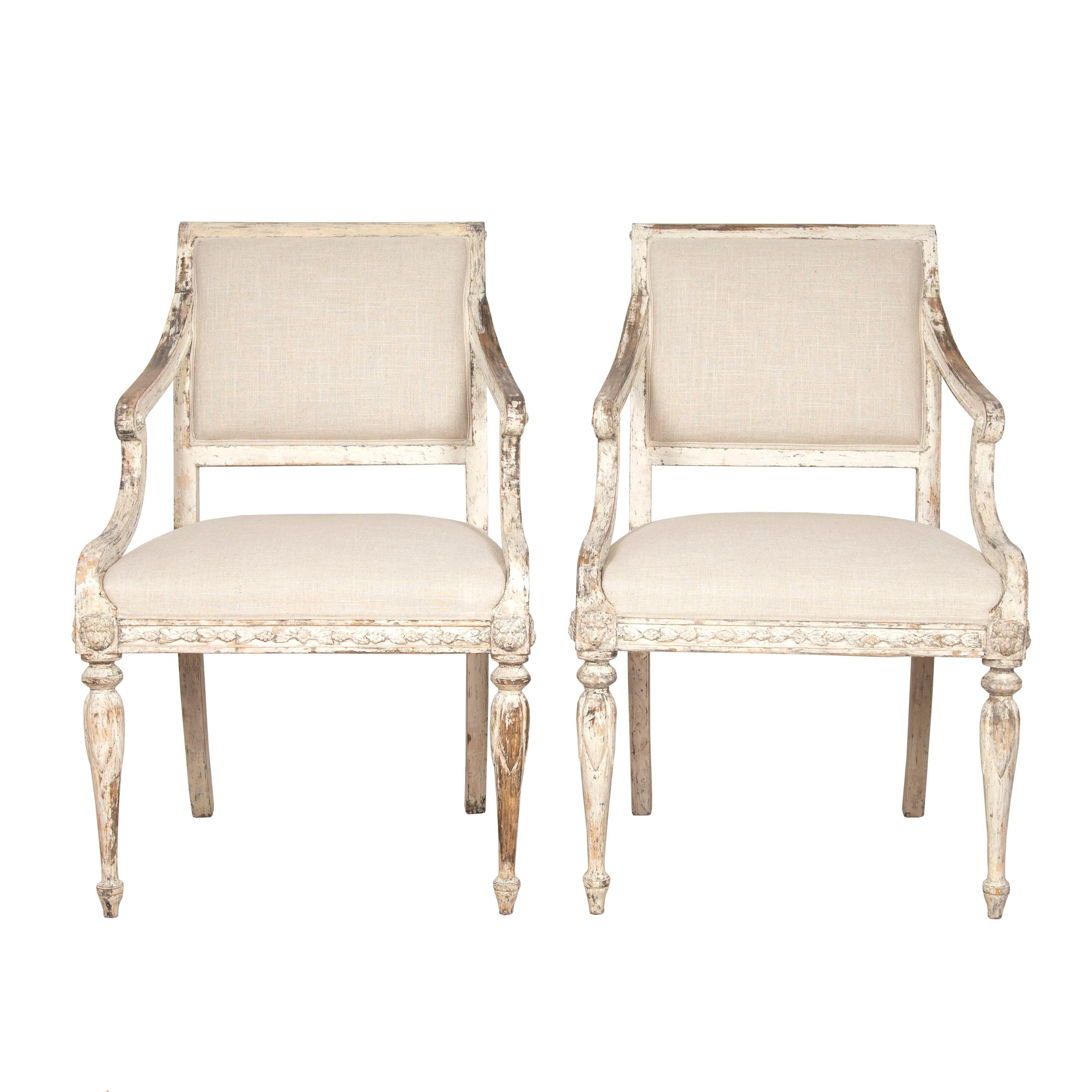 Pair of 19th Century Swedish Gustavian Armchairs 1