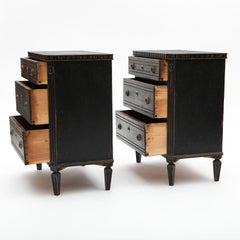 Pair of 19th Century Swedish Gustavian Black-Painted Commodes