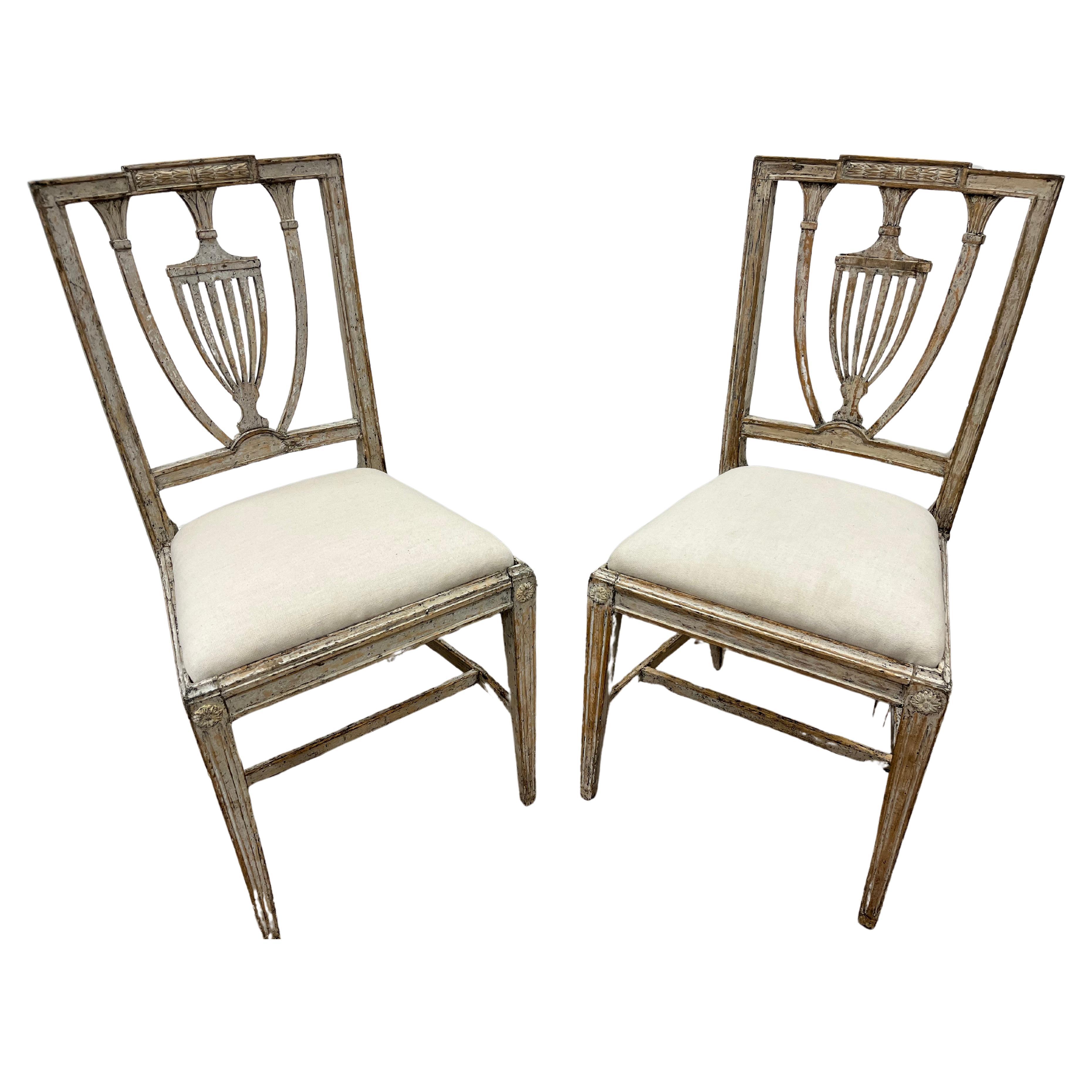 Pair of 19th Century Swedish Gustavian Chairs For Sale