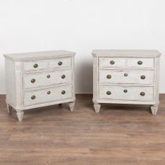 Pair of 19th Century Swedish Gustavian Chests of Three Drawers