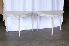 Pair of 19th Century Swedish Gustavian Demilune Tables