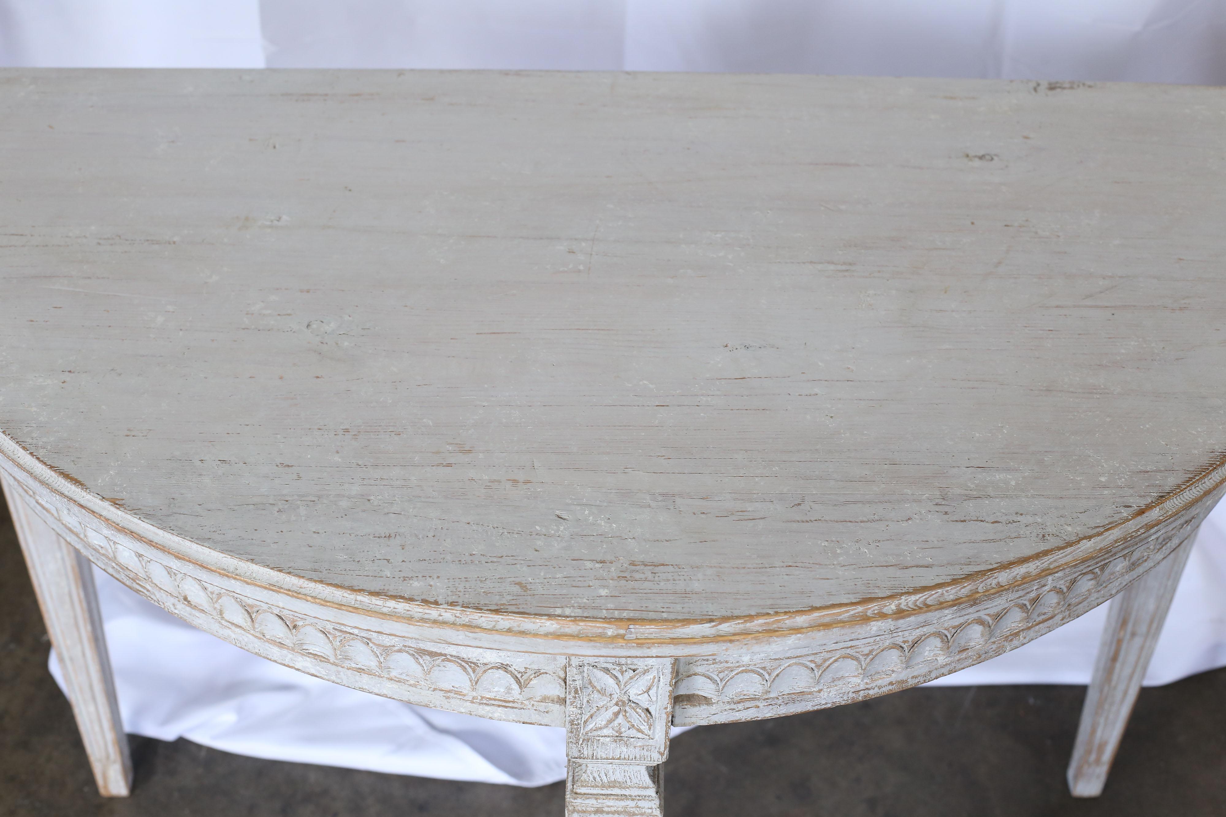 Austrian Pair of 19th Century Swedish Gustavian Demilune Tables For Sale