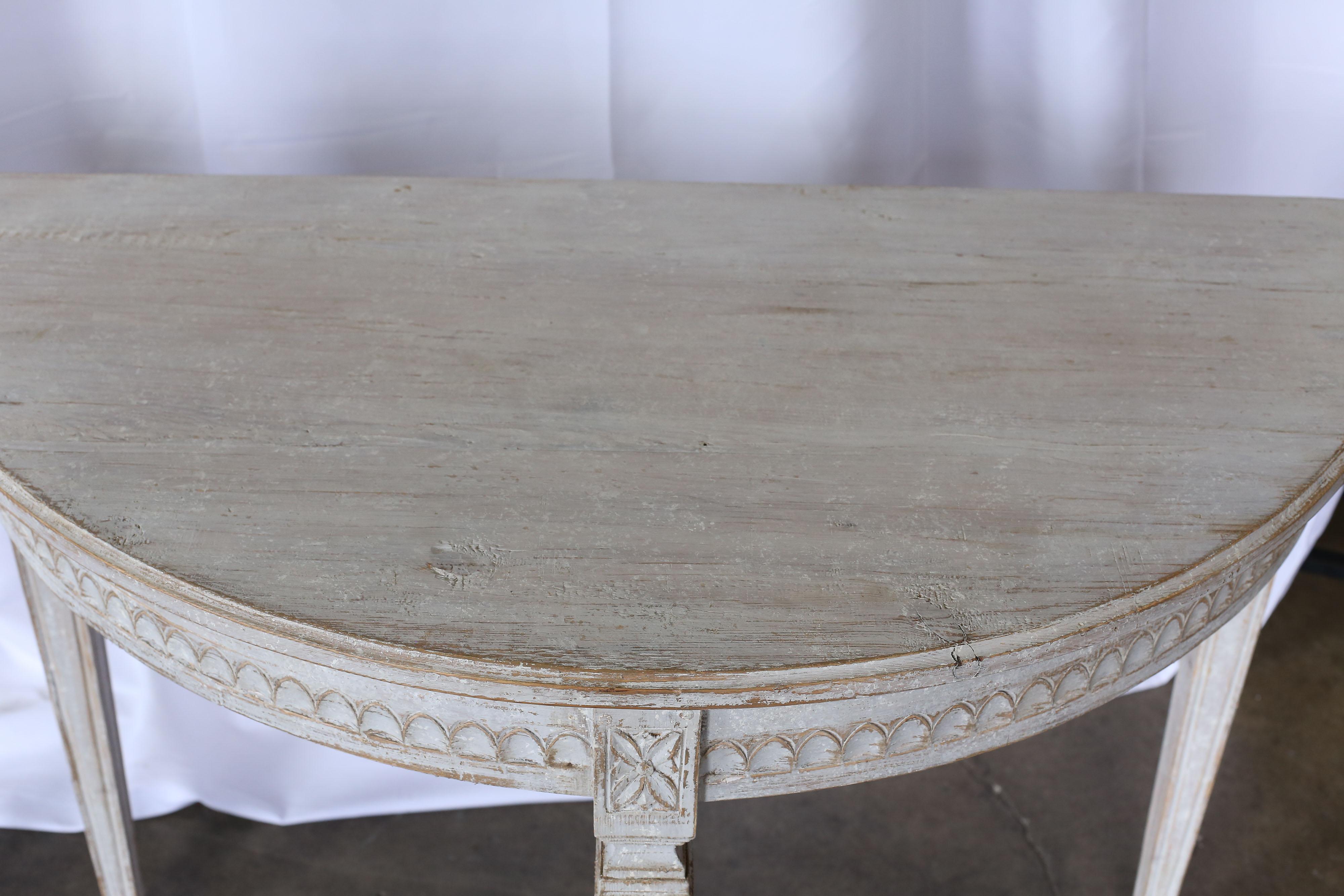 Pair of 19th Century Swedish Gustavian Demilune Tables In Good Condition For Sale In Houston, TX