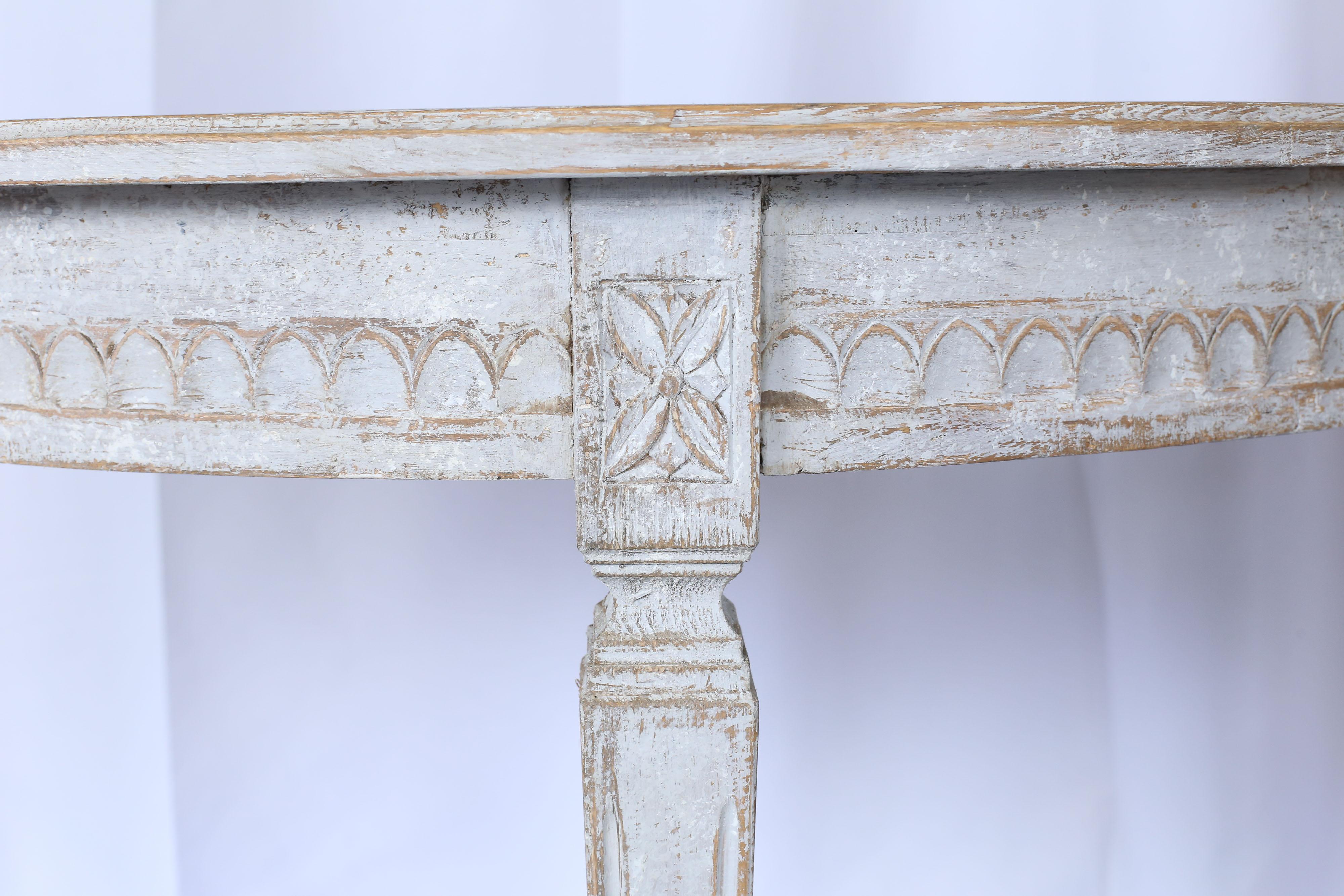 Pine Pair of 19th Century Swedish Gustavian Demilune Tables For Sale