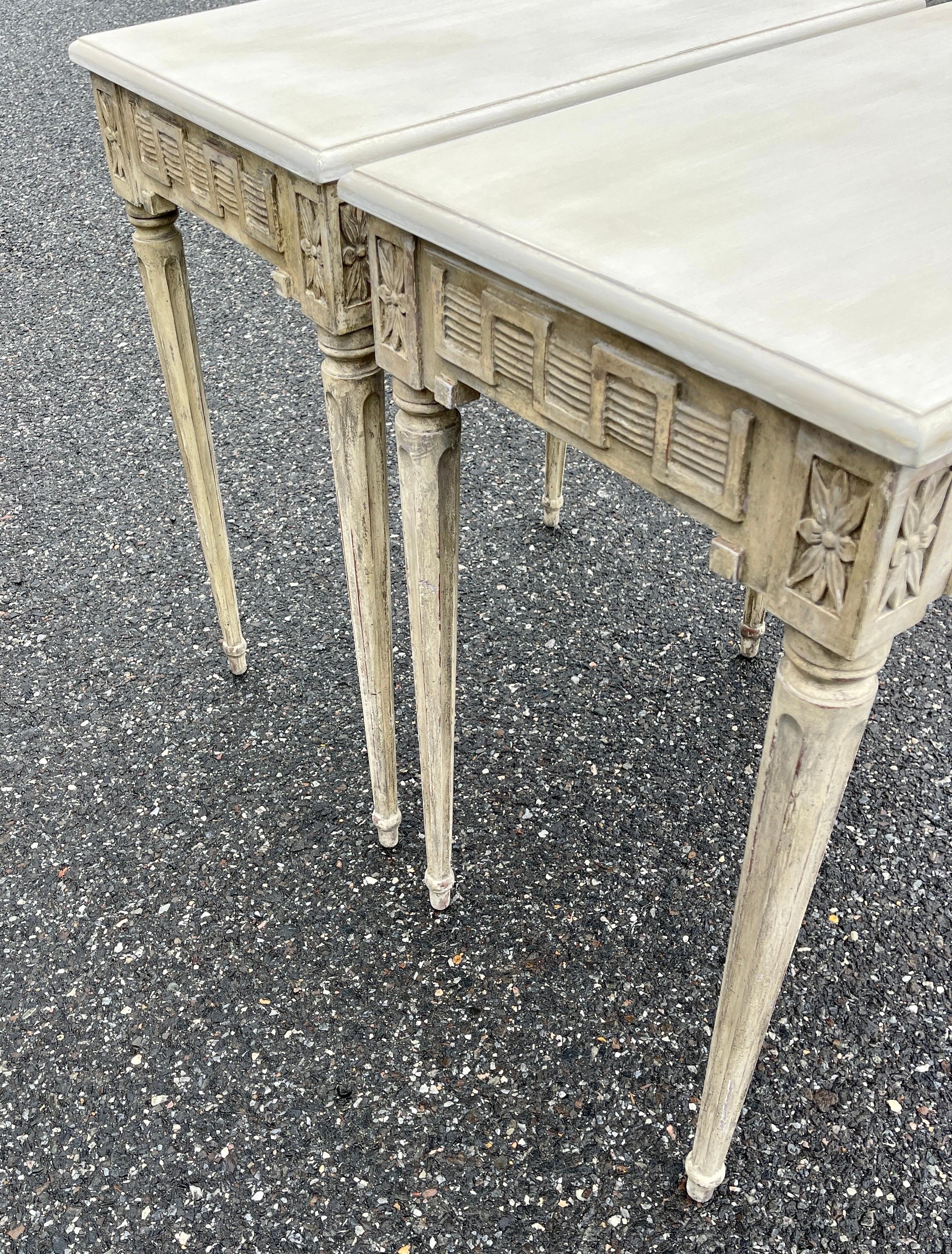 Pair of 19th Century Swedish Gustavian Painted Console Tables 7