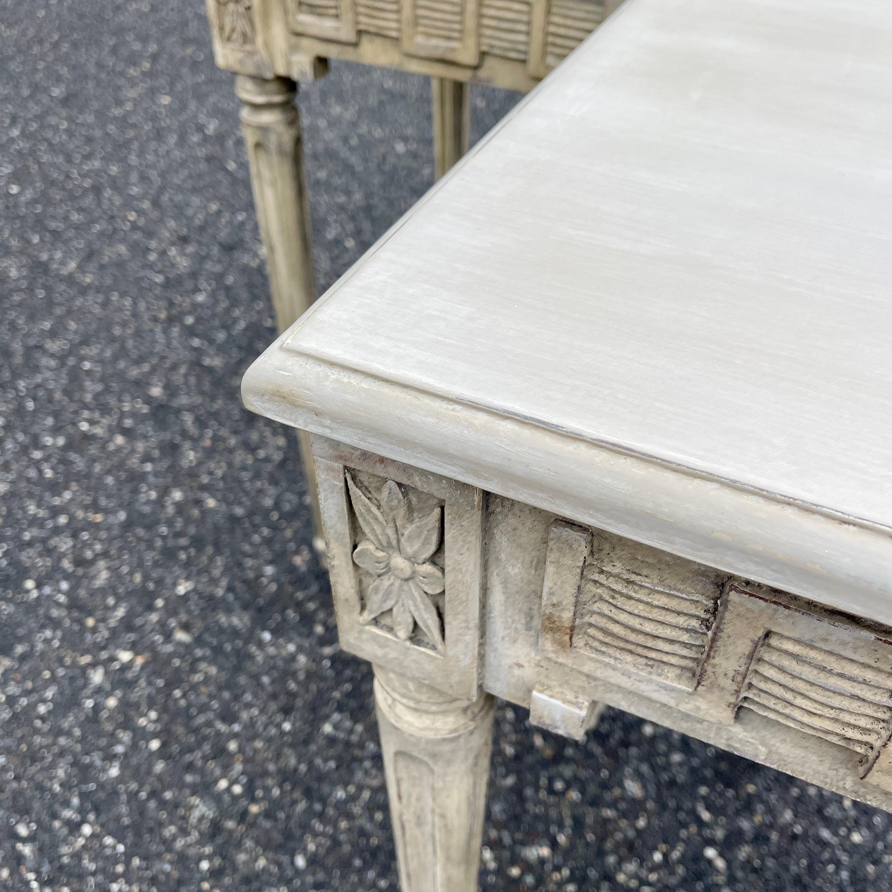 Pair of 19th Century Swedish Gustavian Painted Console Tables 11