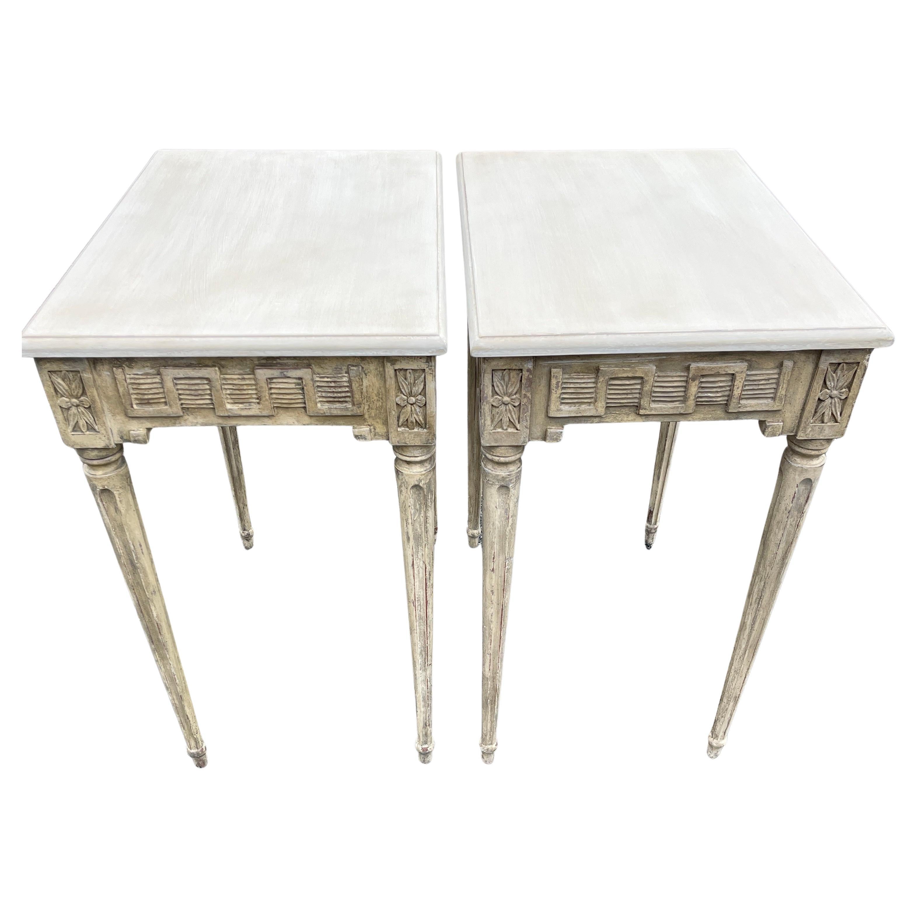 Wood Pair of 19th Century Swedish Gustavian Painted Console Tables